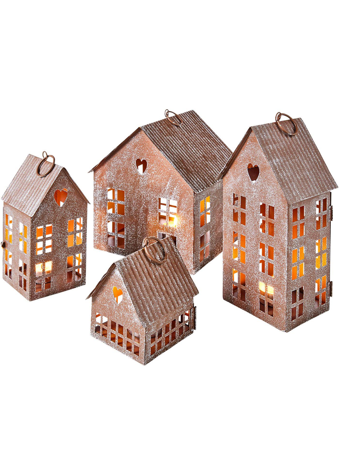 Photophore en forme de maison (Ens. 4 pces.)