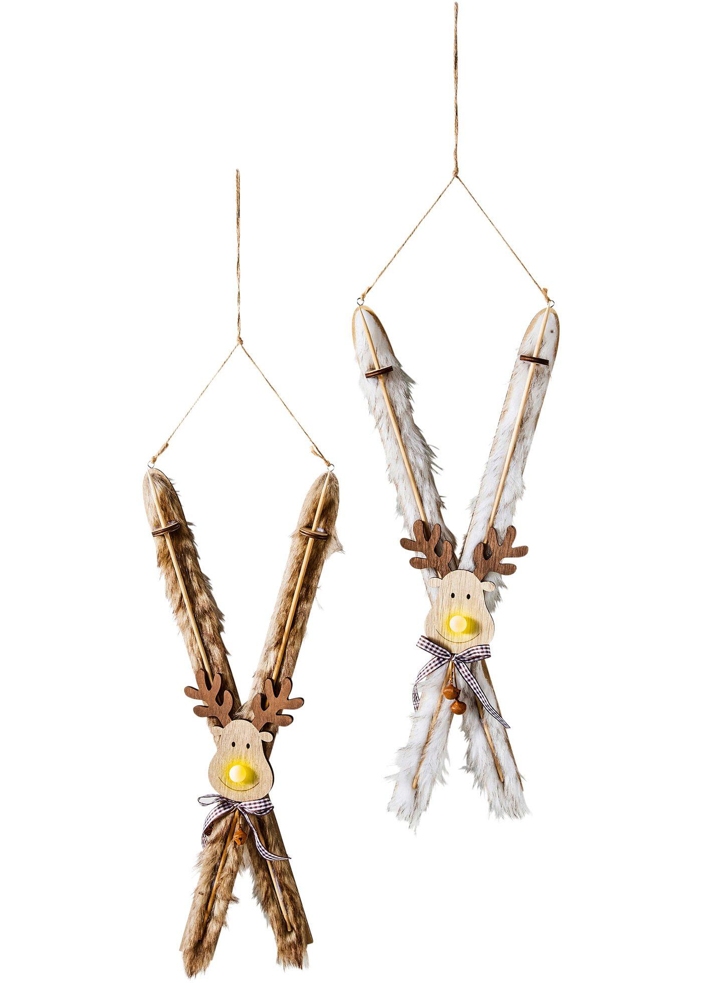 Objet déco LED en forme de ski (Ens. 2 pces.)