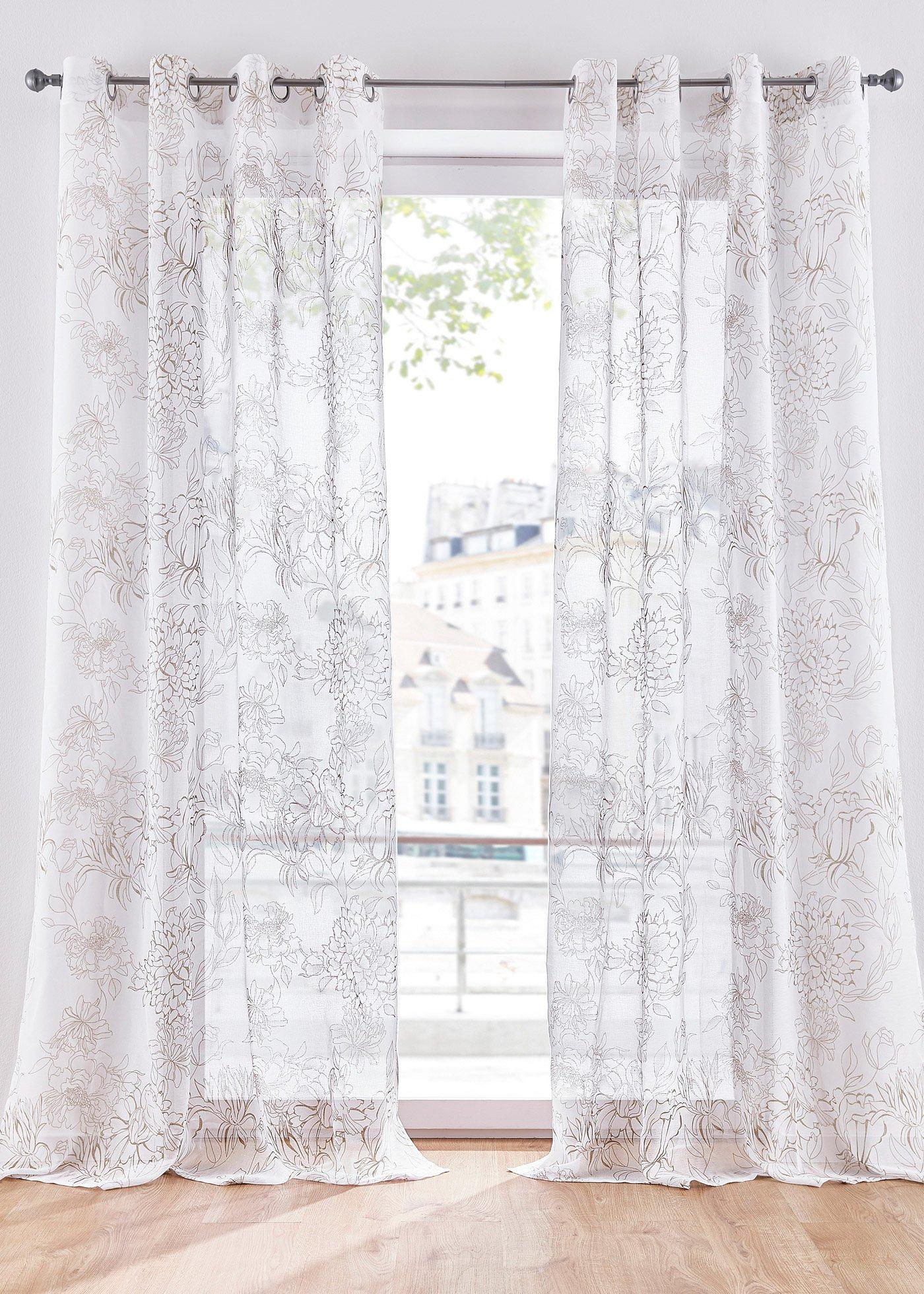 Voilage à imprimé floral (1 pce.)