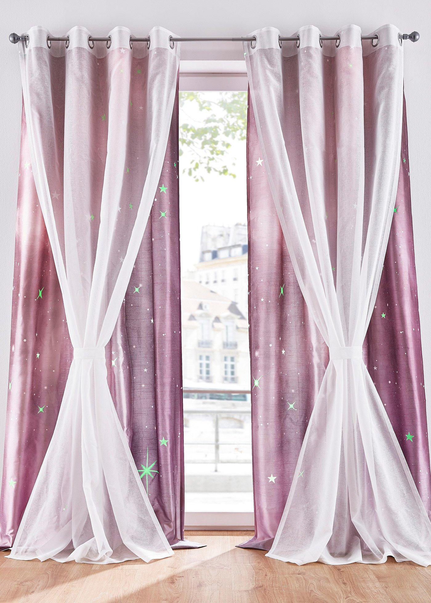 Panneau double épaisseur avec effet lumineux, embrasse incluse (1 pce.)