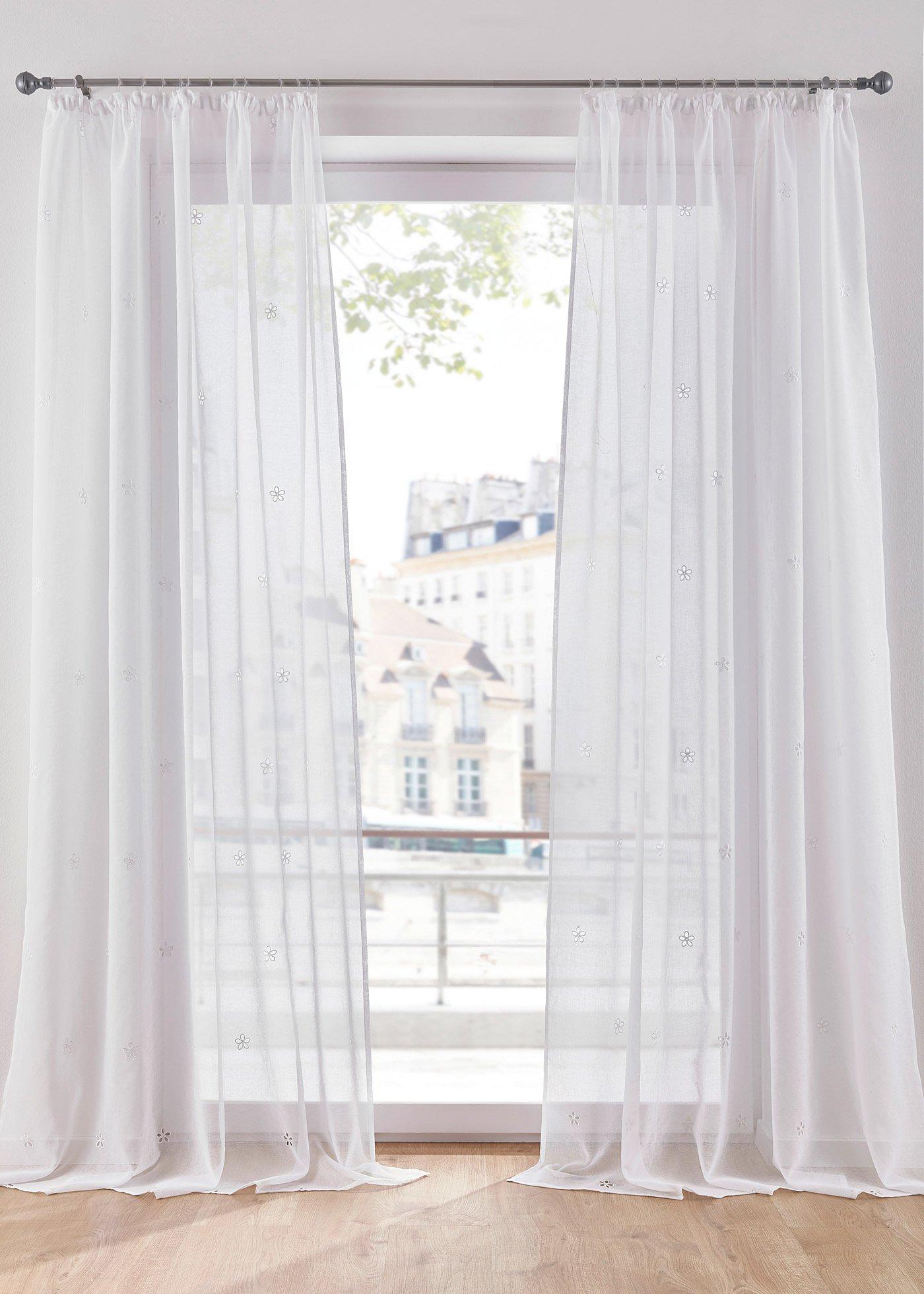 Voilage avec fleurs en broderie ajourée (1 pce.)