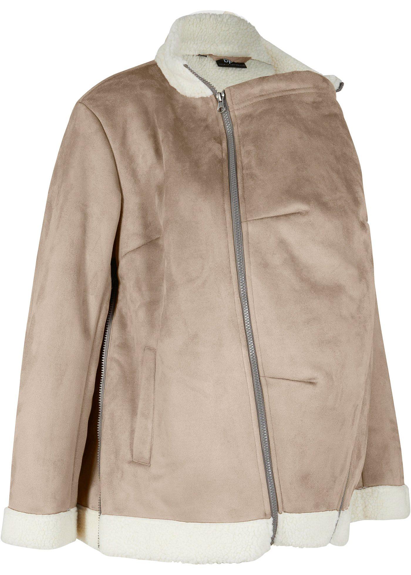 Veste de grossesse en synthétique imitation peau d'agneau avec fonction portage