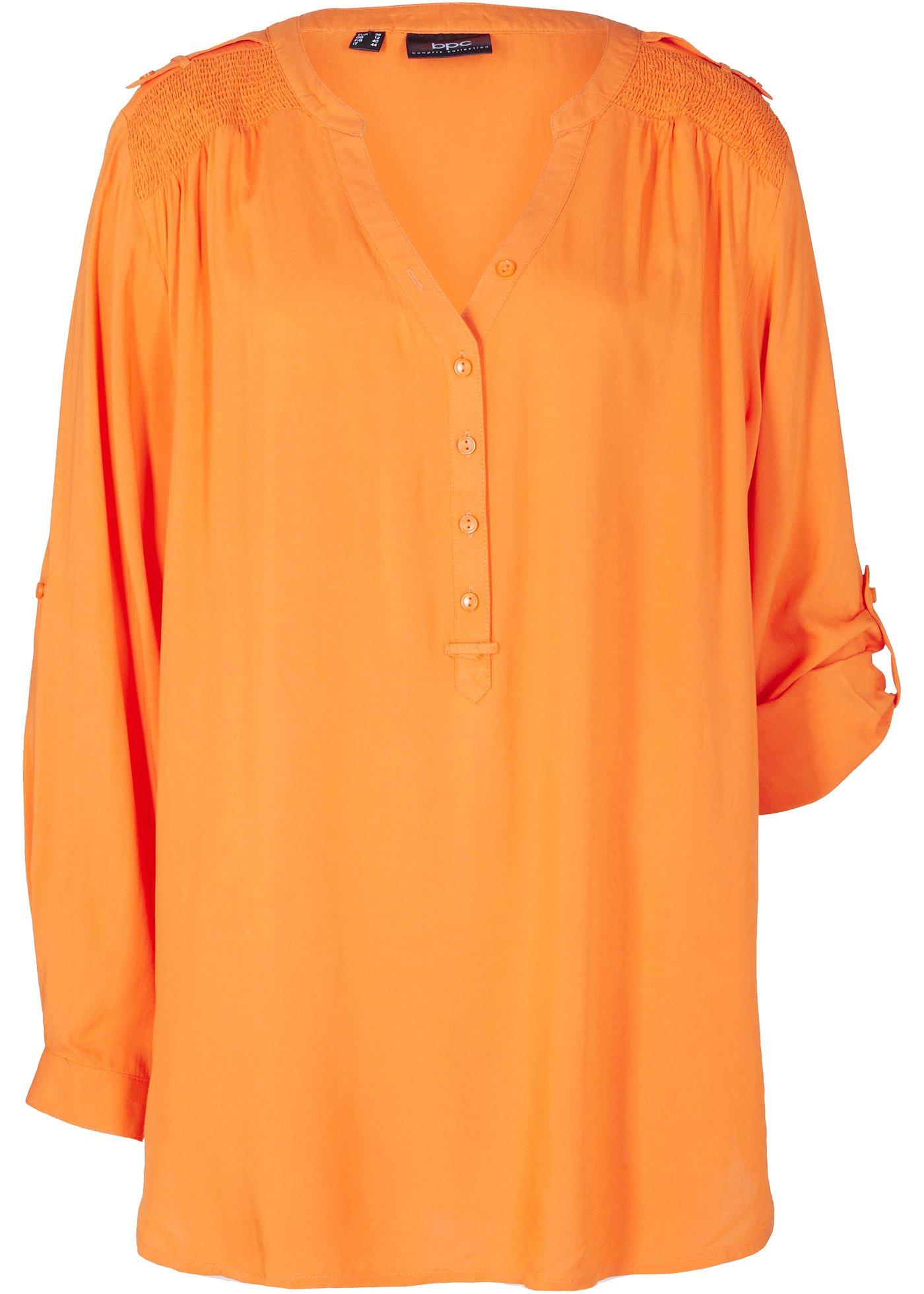 Blouse-tunique en viscose, col V et manches longues