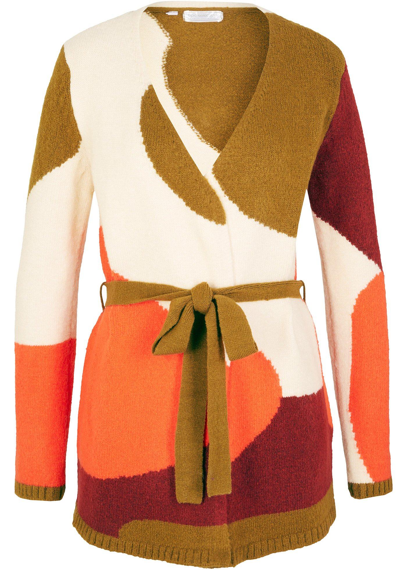 Gilet long en maille avec ceinture à nouer