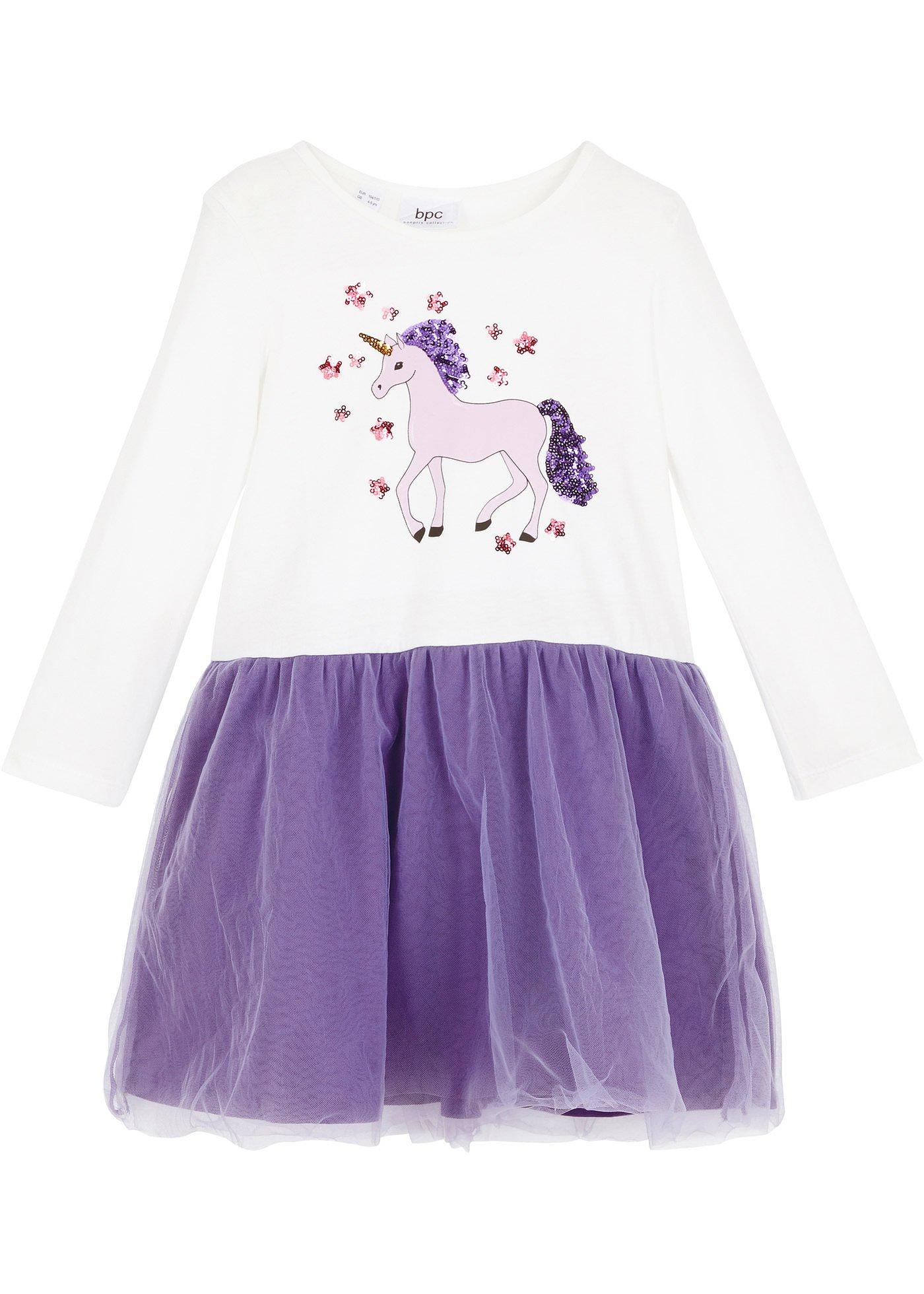 Robe en jersey fille avec tulle et paillettes