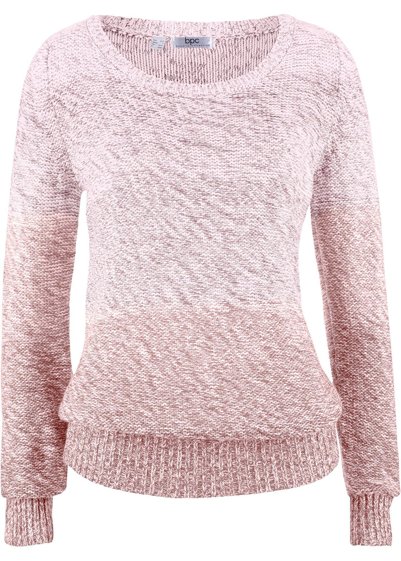 Pull col rond avec dégradé de couleur, manches longues