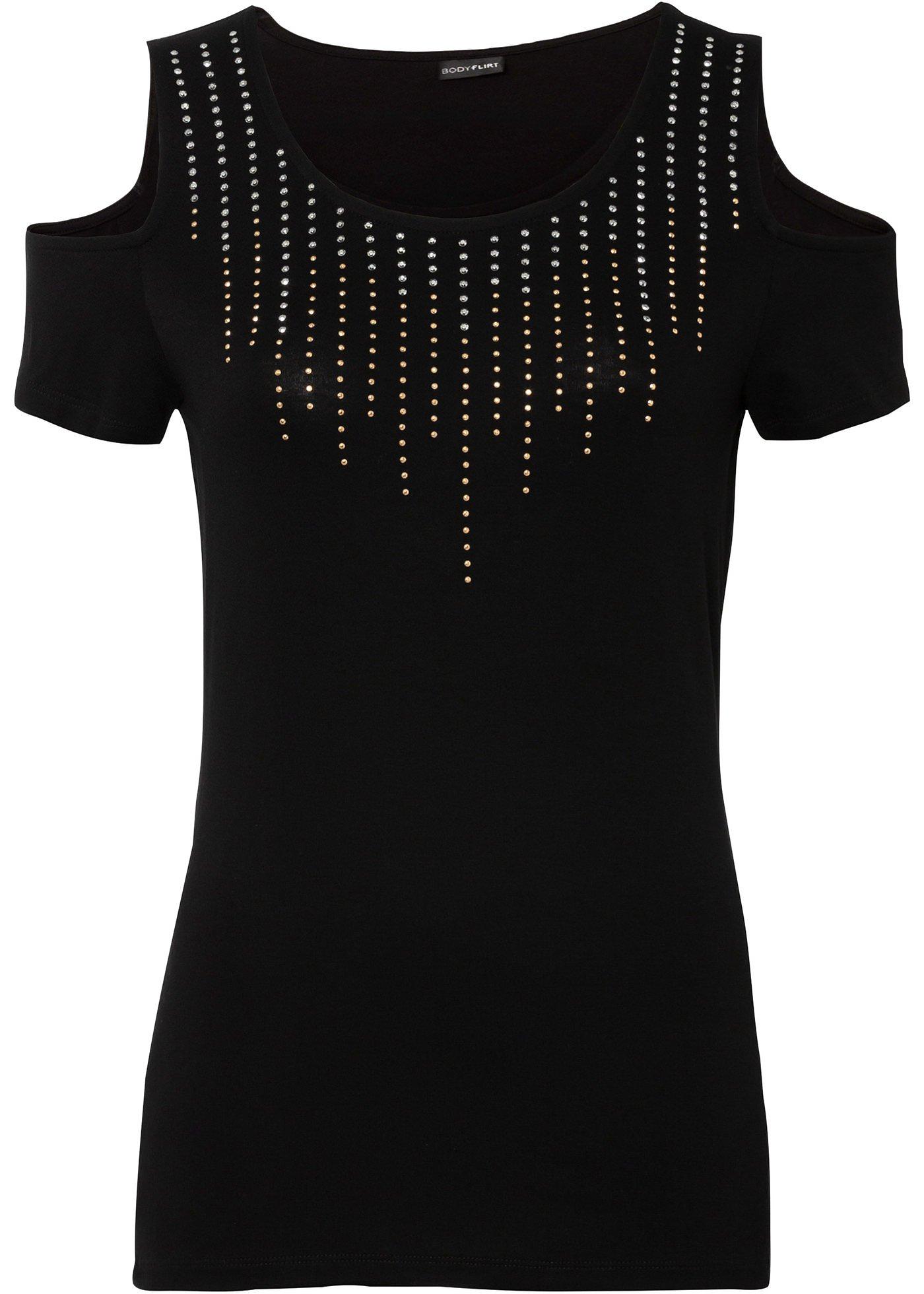 T-shirt épaules dénudées avec application en strass