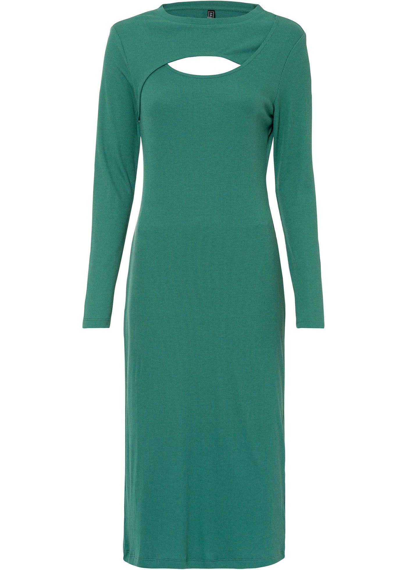 Robe côtelée avec découpe en longueur midi