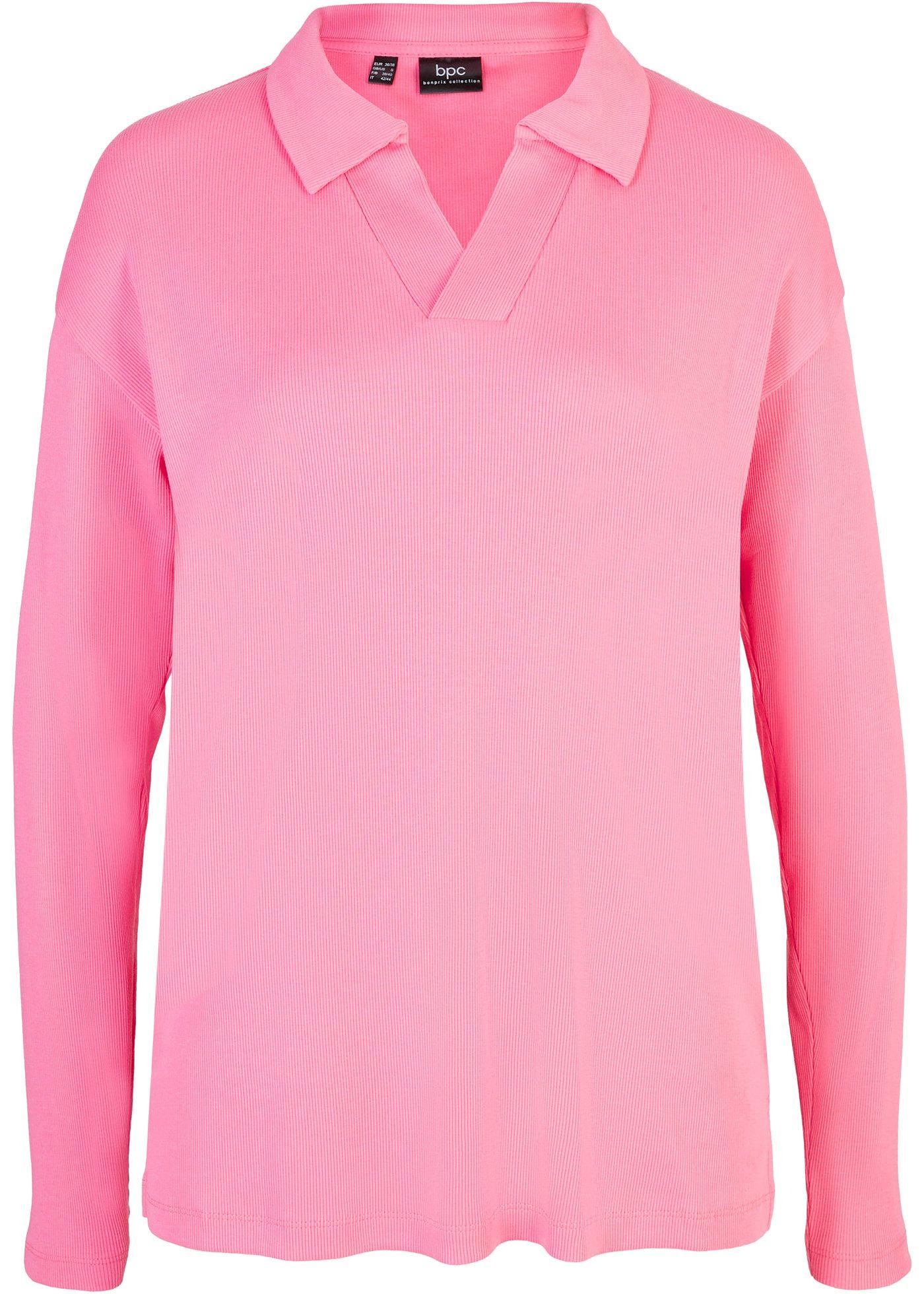 T-shirt polo côtelé avec fentes latérales