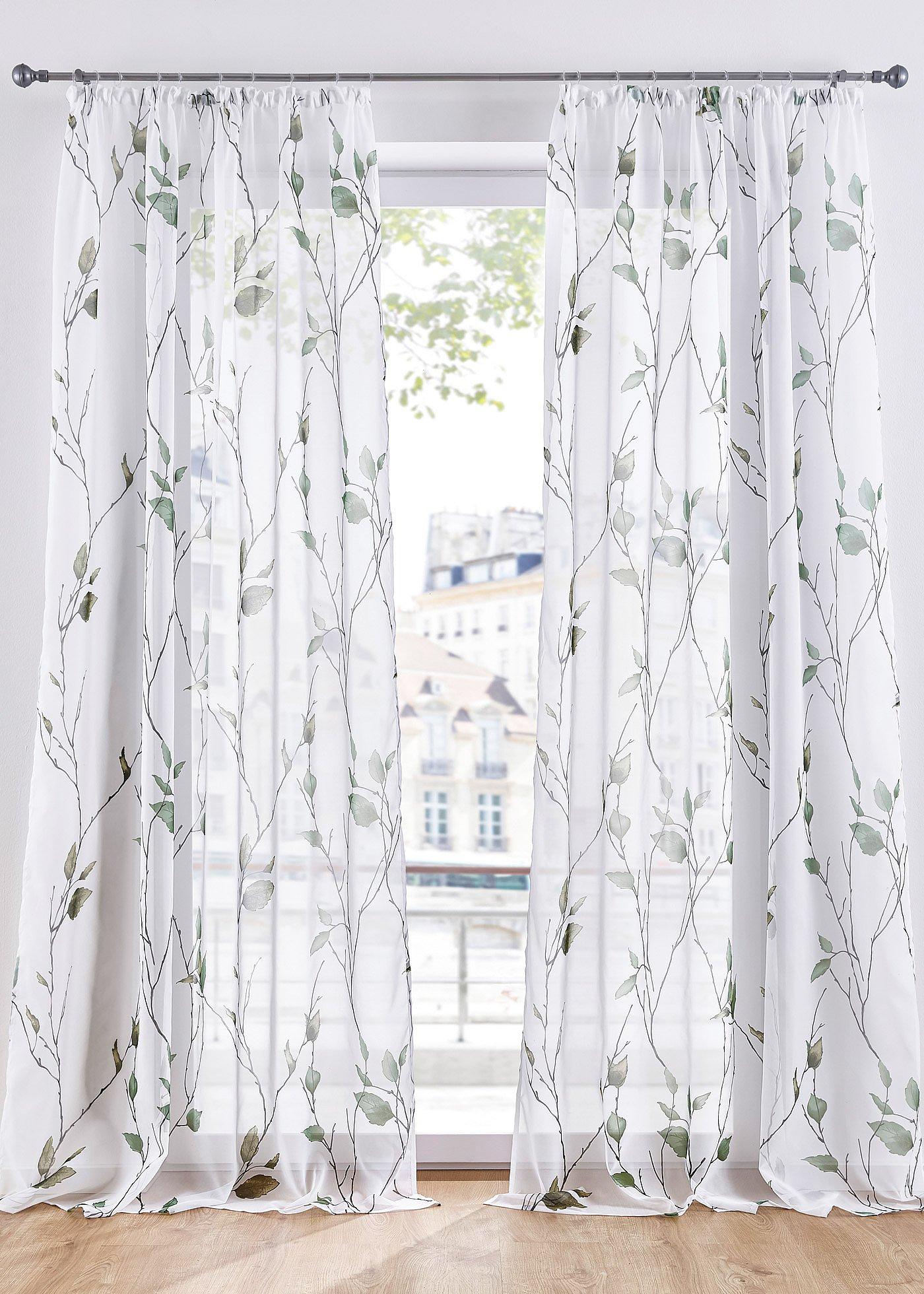 Voilage transparent à imprimé floral (1 pce.)