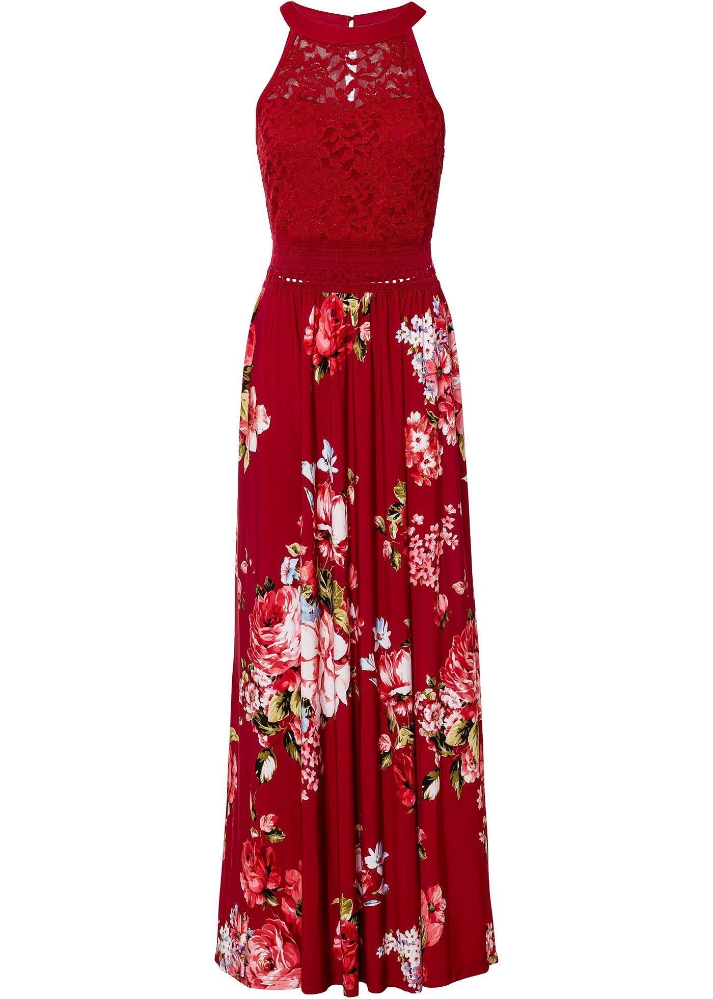 Robe longue estivale à imprimé floral et dentelle