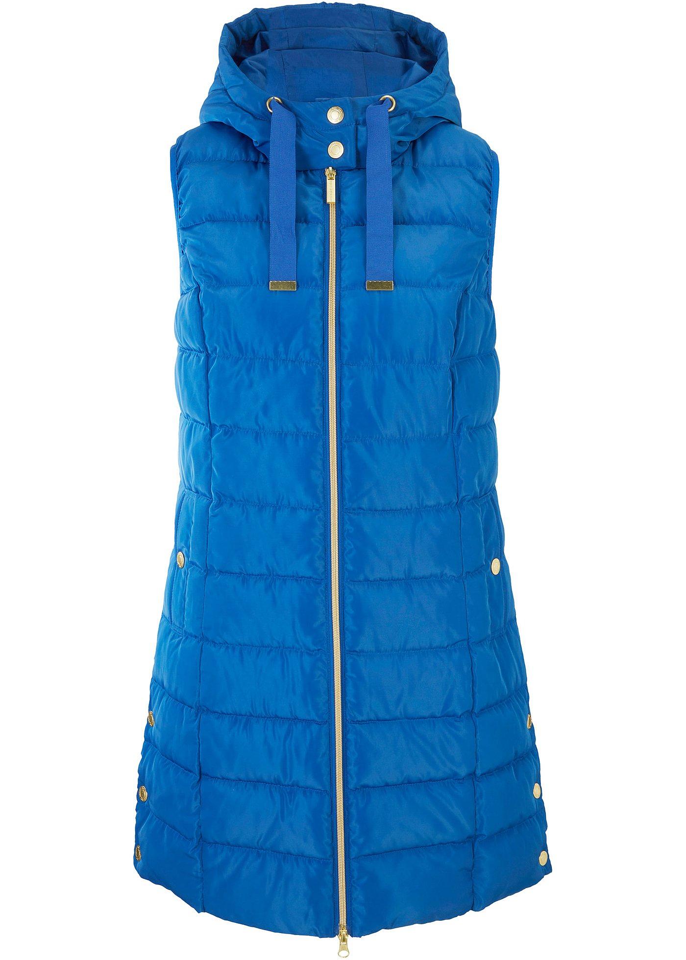Gilet long sans manches matelassé brillant