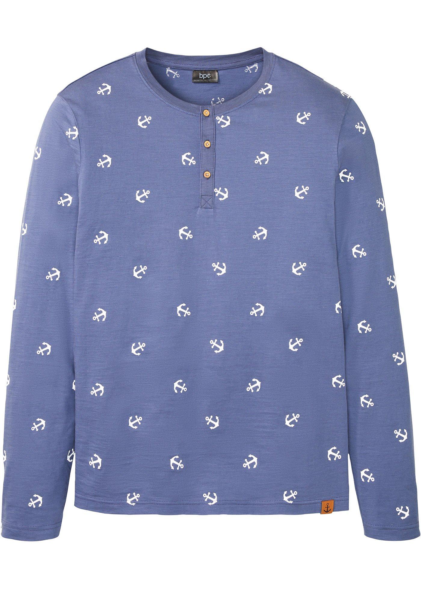 T-shirt col Henley, manches longues