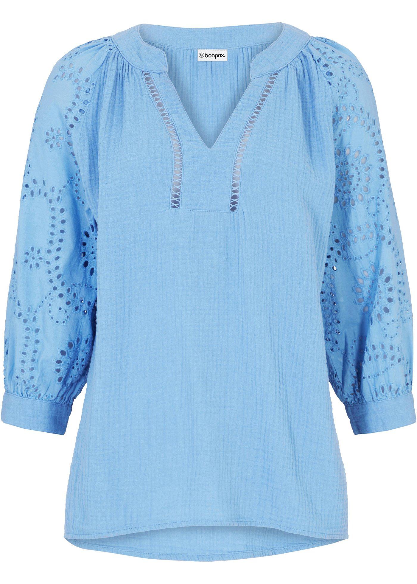 Tunique en mousseline avec broderie ajourée