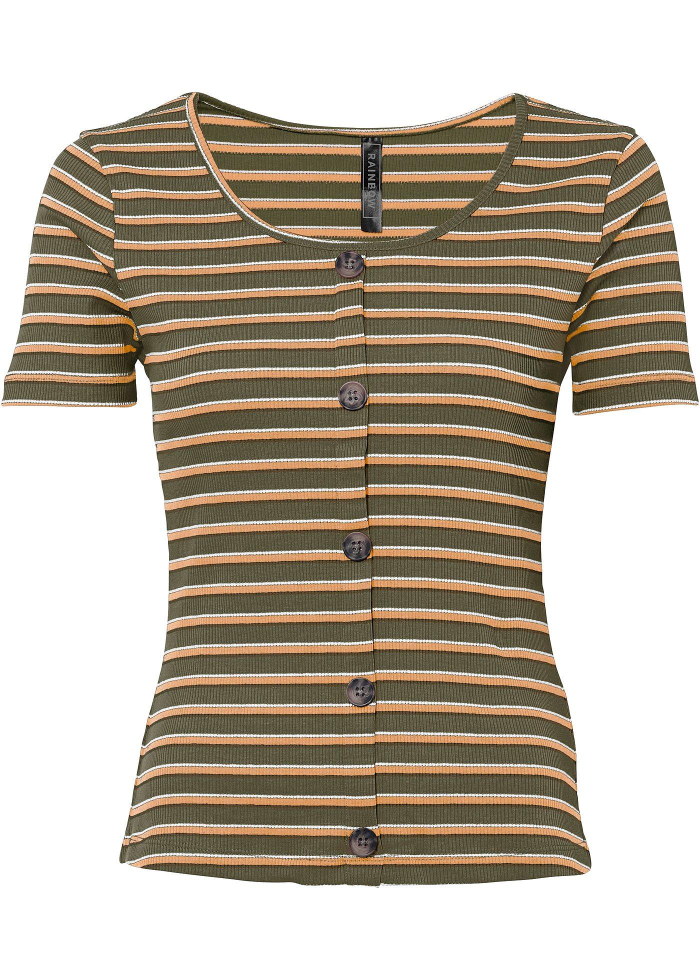 T-shirt côtelé avec boutons décoratifs