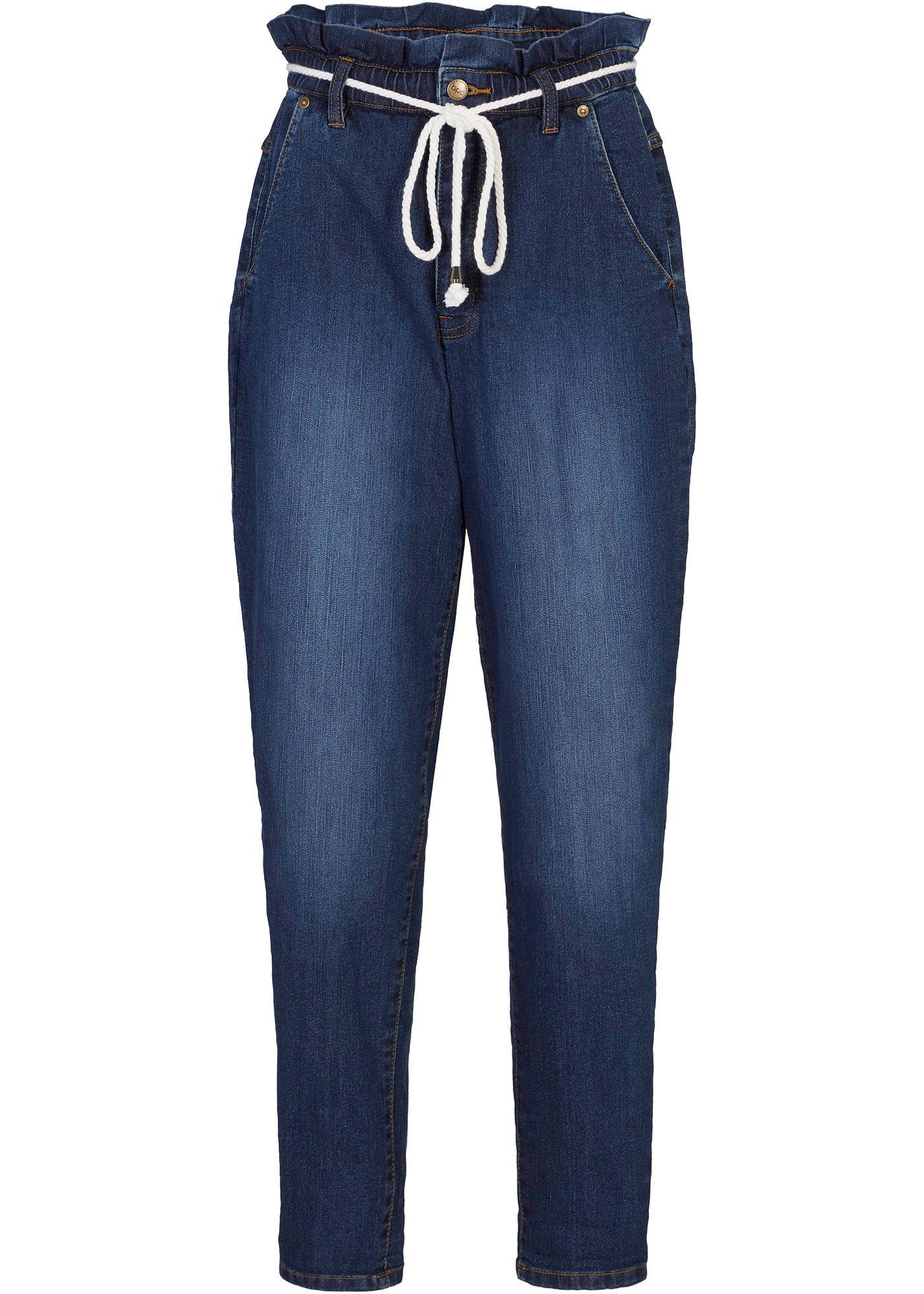 Jean extensible à taille haute confortable avec cordon