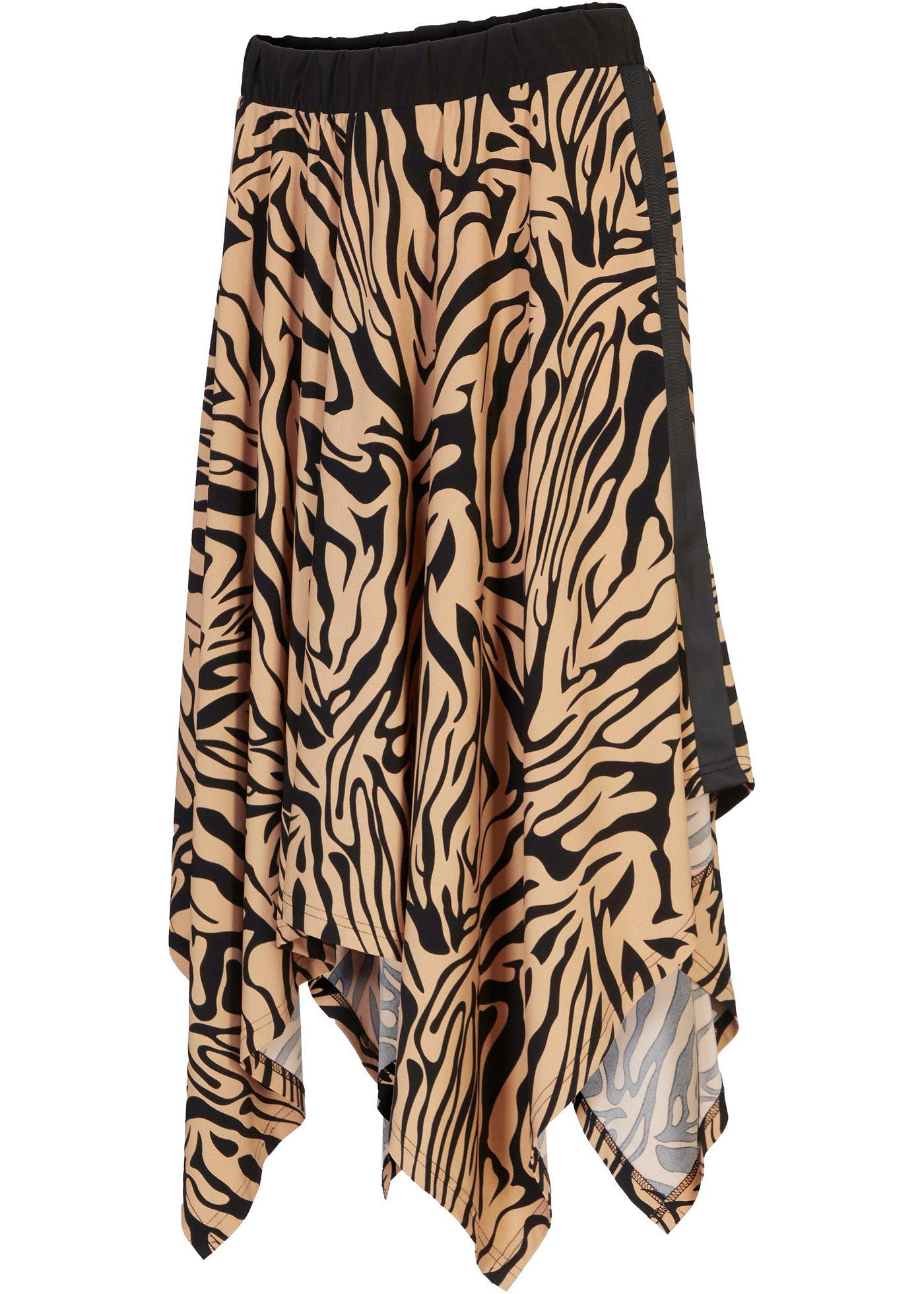 Jupe en jersey à pans avec imprimé animal