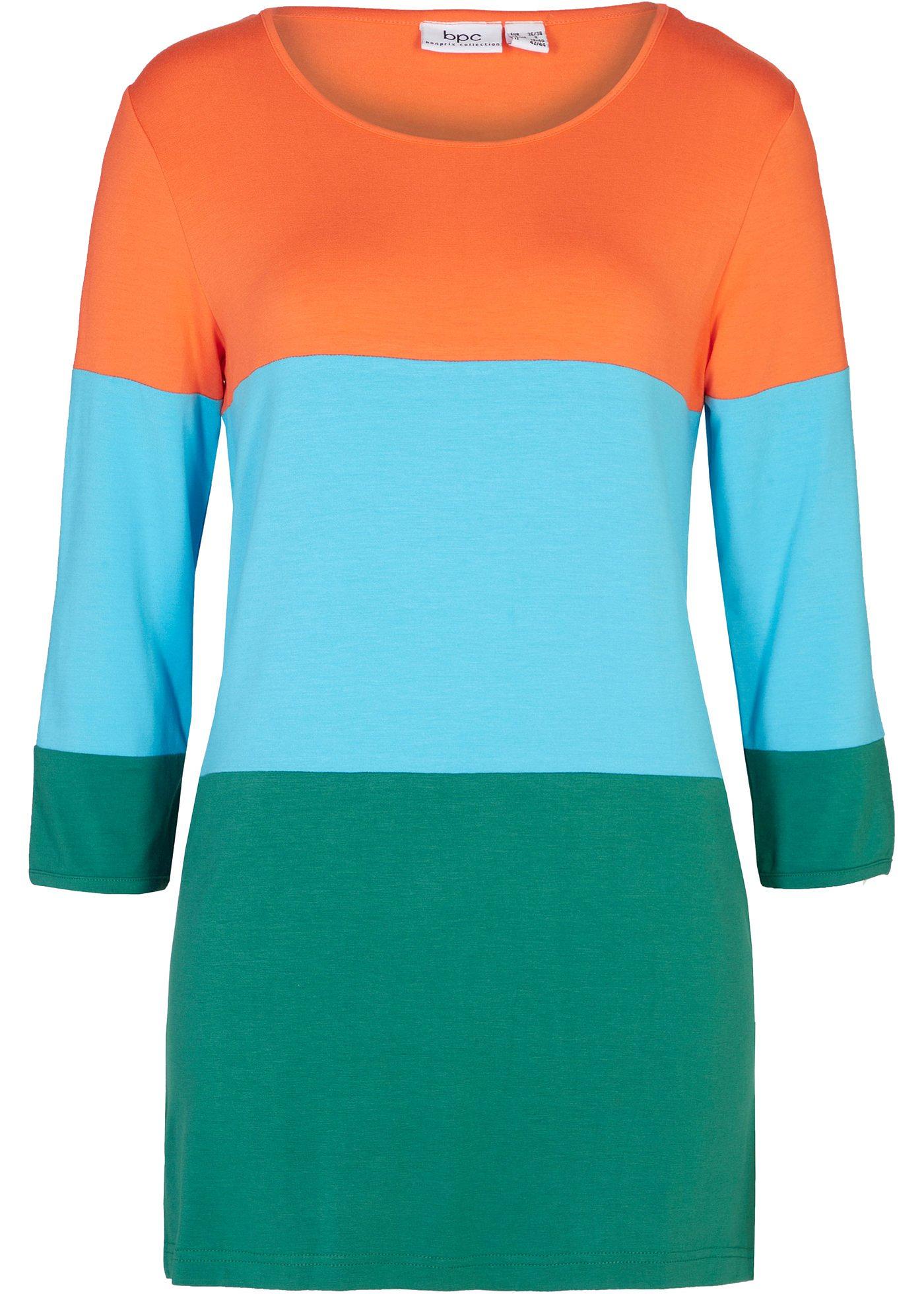 T-shirt manches longues flatteur avec fentes latérales en color block