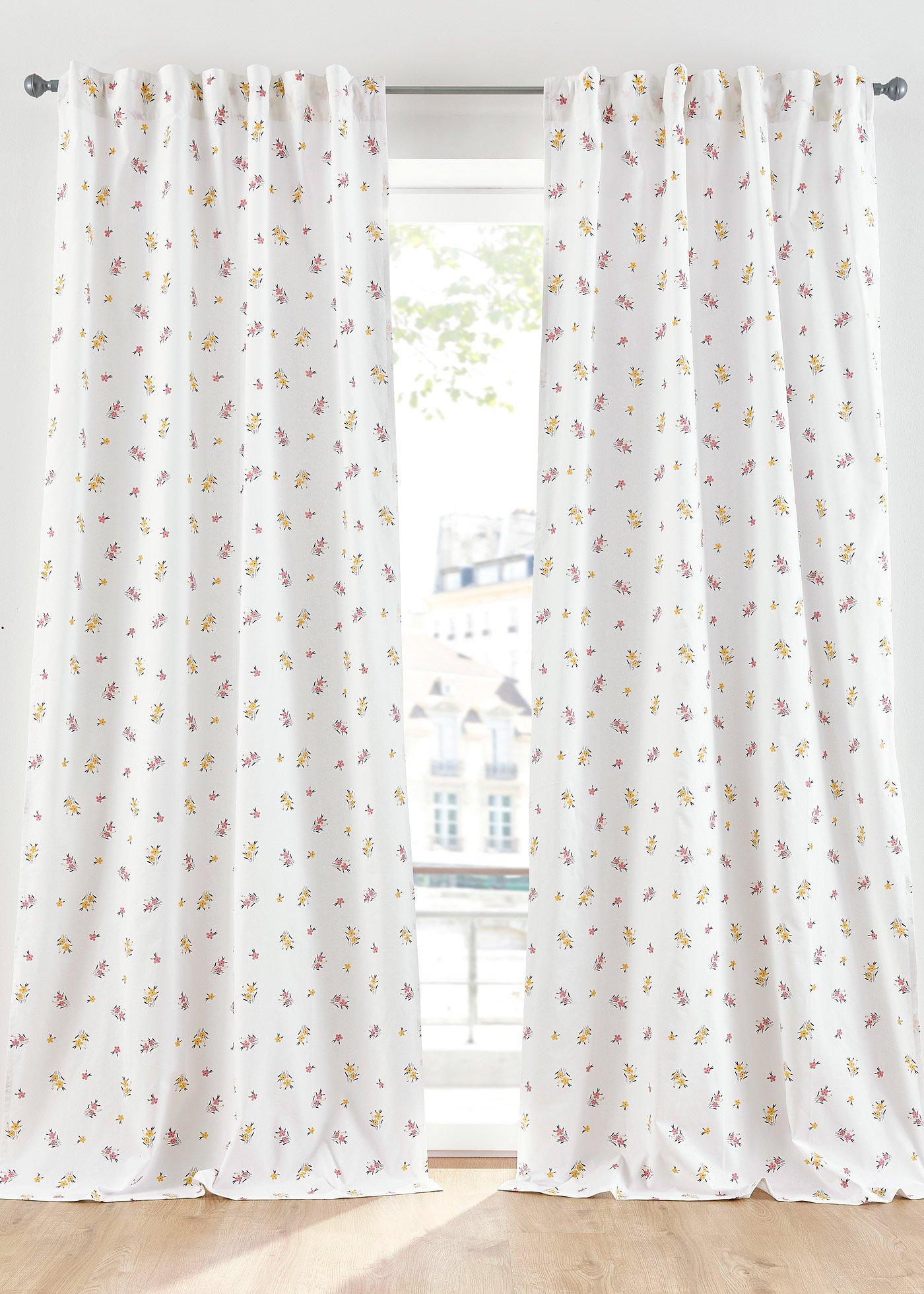 Panneau en coton avec imprimé petites fleurs (1 pce.)