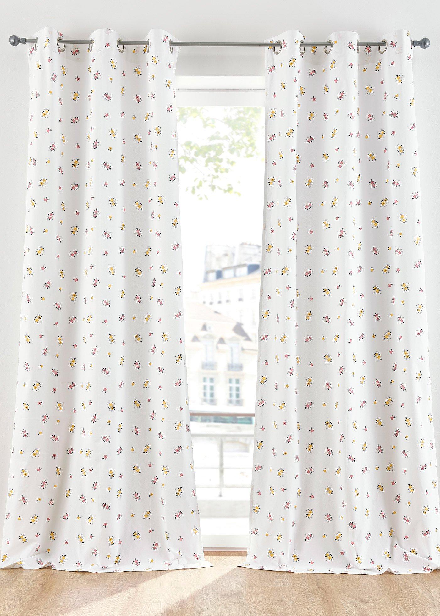 Panneau en coton avec imprimé petites fleurs (1 pce.)