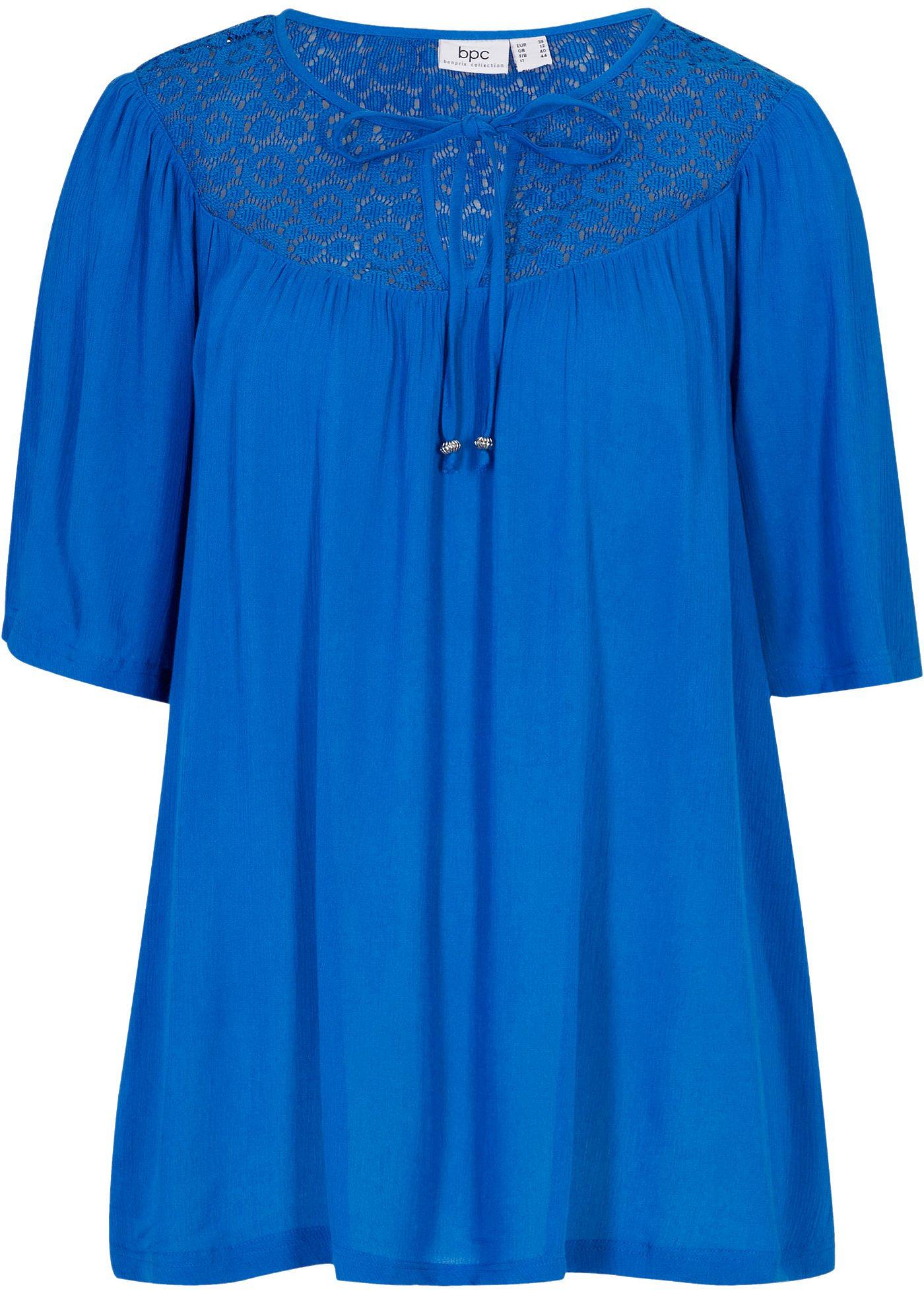 Tunique froissée en viscose, demi-manches