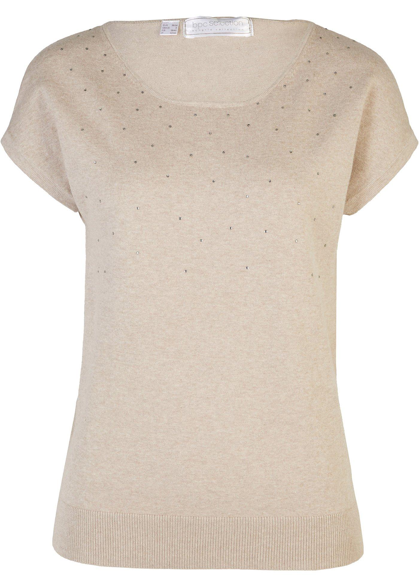 Pull manches courtes avec pierres brillantes