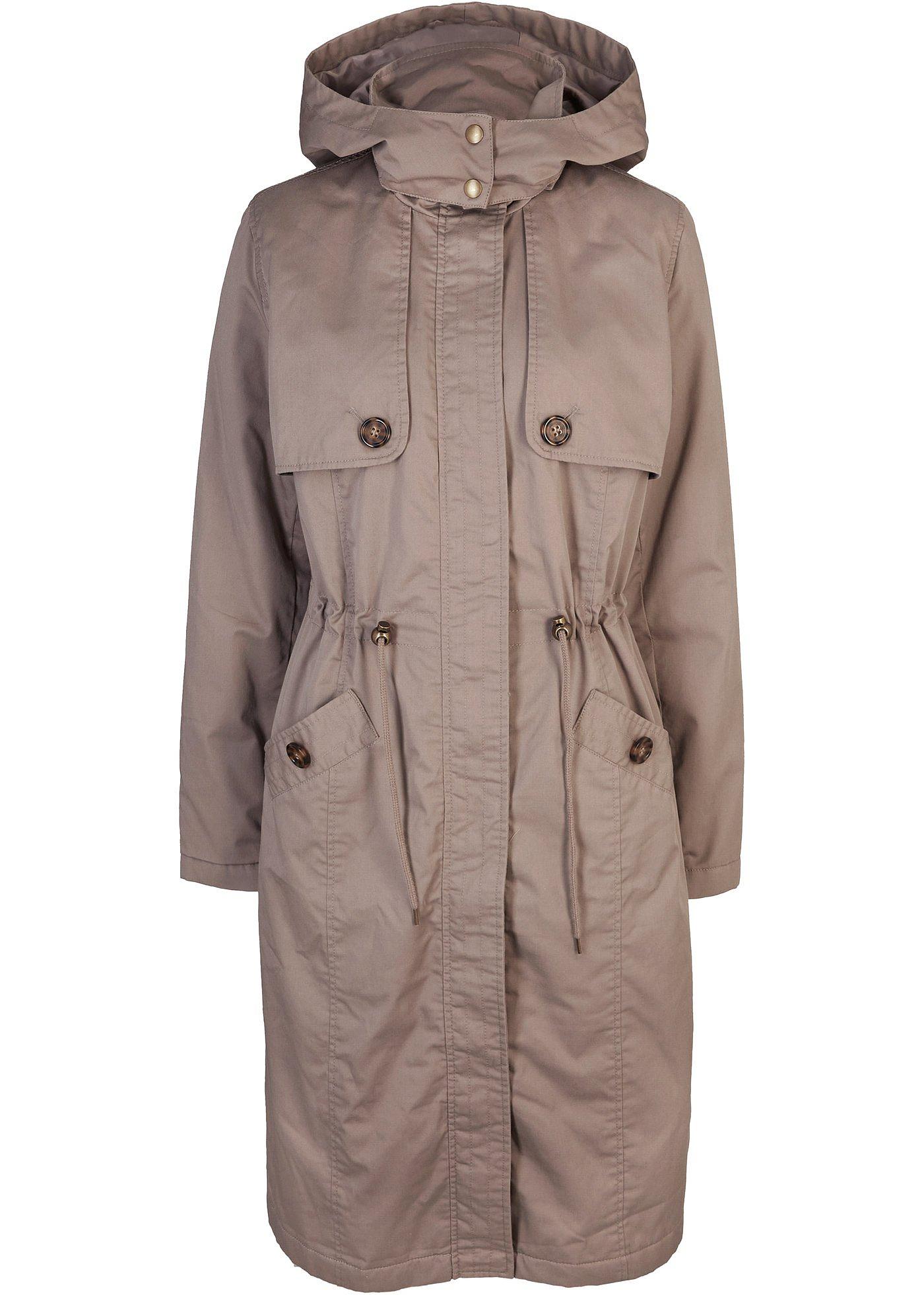 Trench-coat à capuche, cintré, légèrement doublé