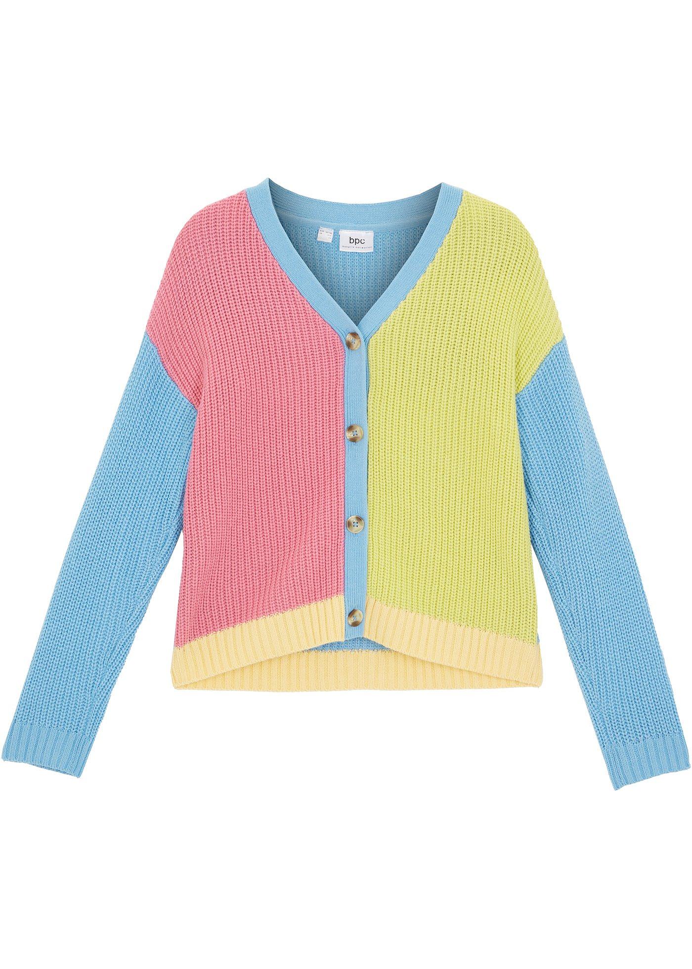 Gilet en maille fille avec color block