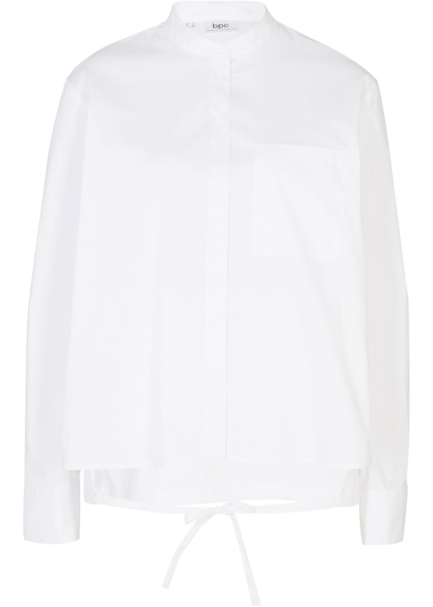 Blouse à col haut en popeline de coton
