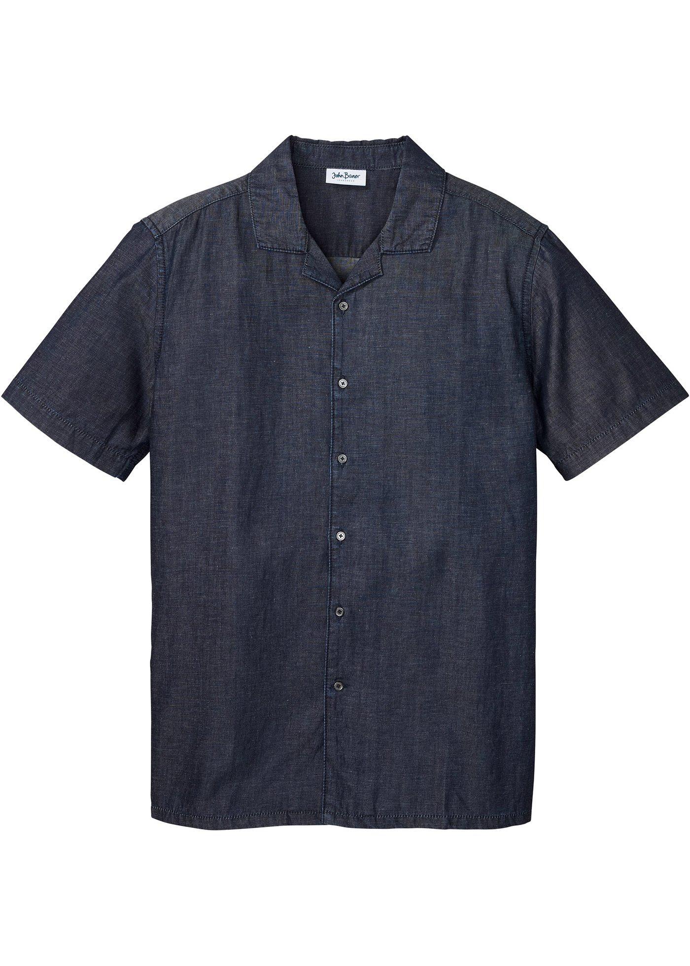 Chemise en jean avec Lyocell et lin, manches courtes