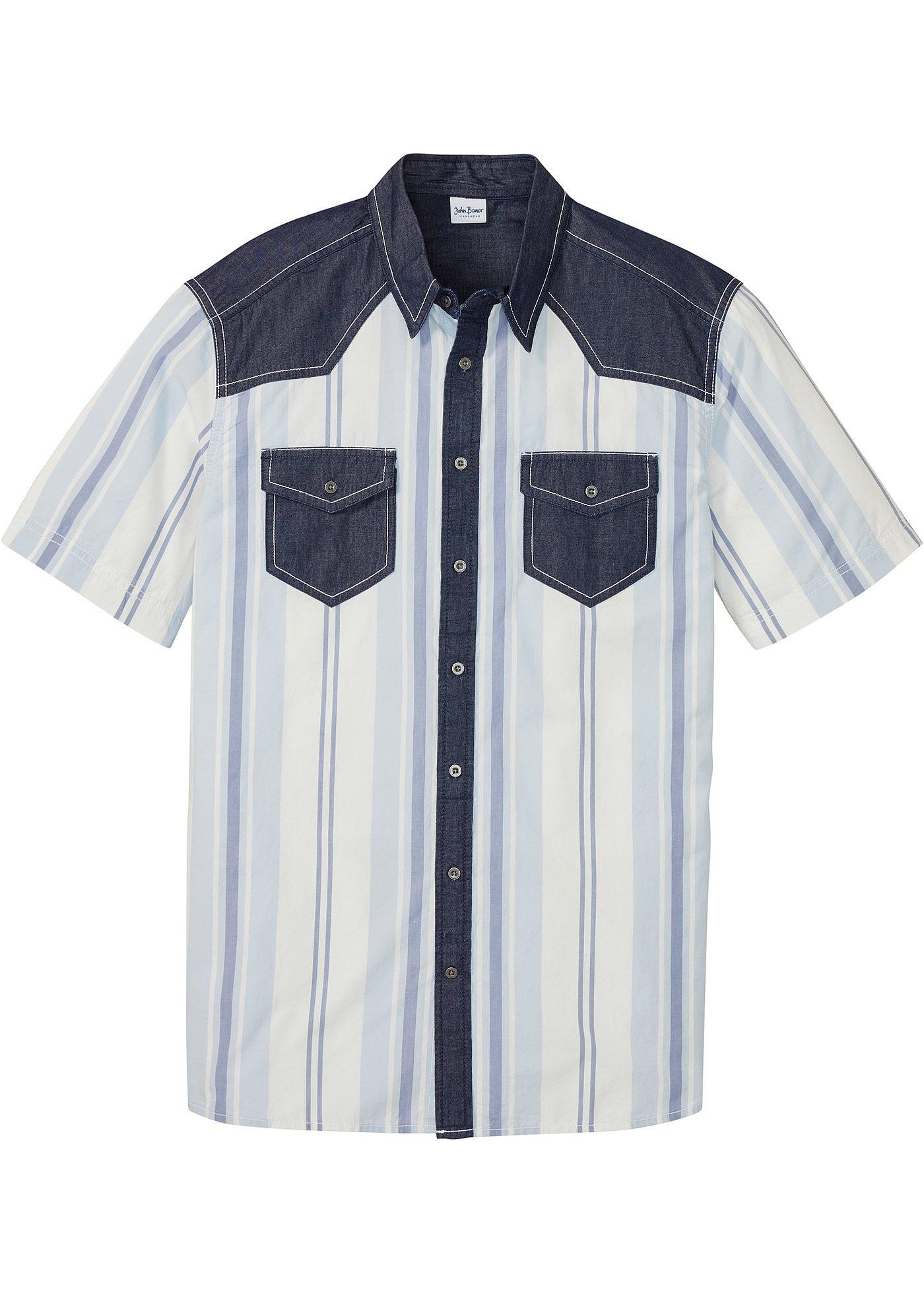 Image de Chemise manches courtes avec empiècement en jean