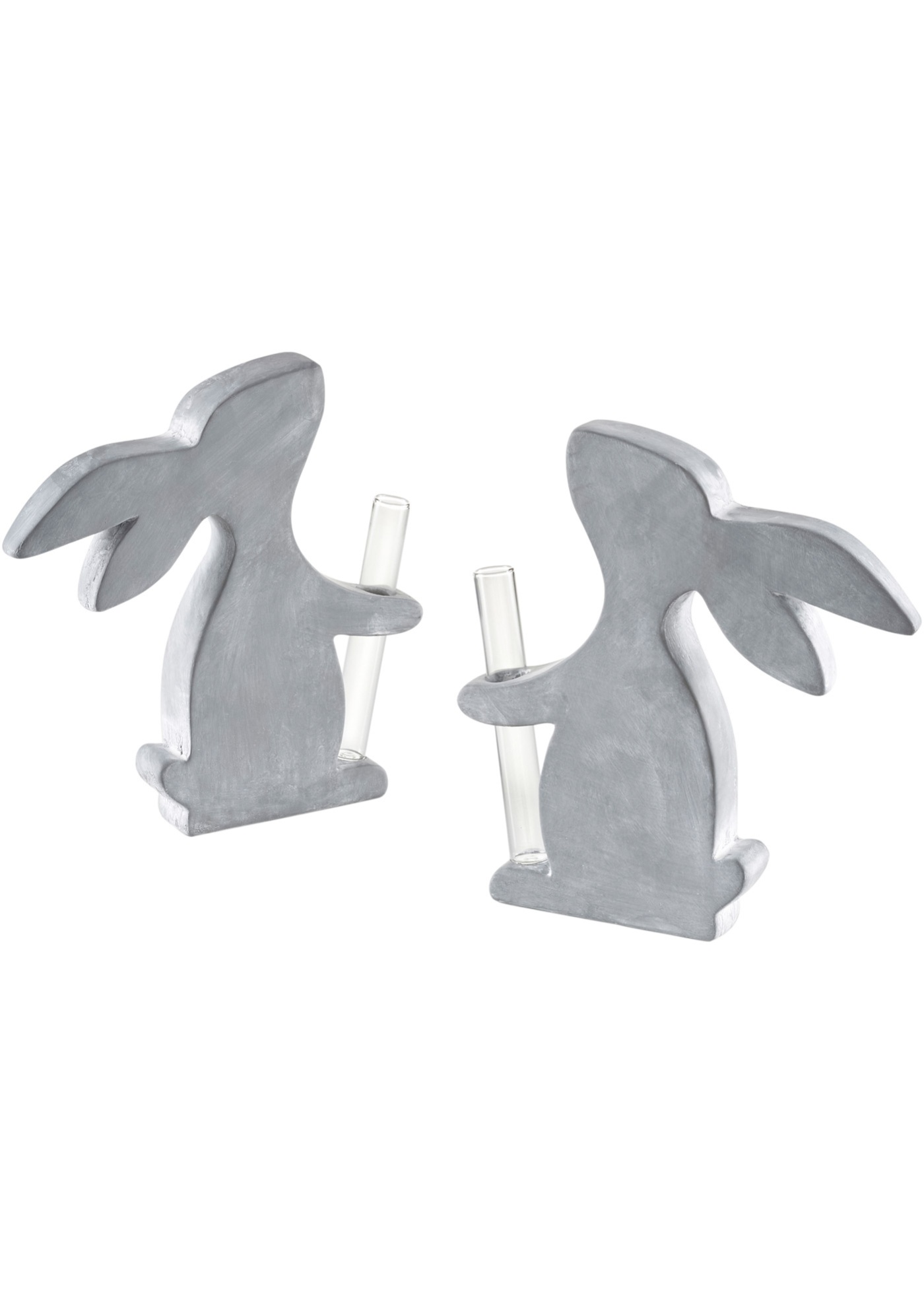 Lot de 2 figurines déco lapin avec vase