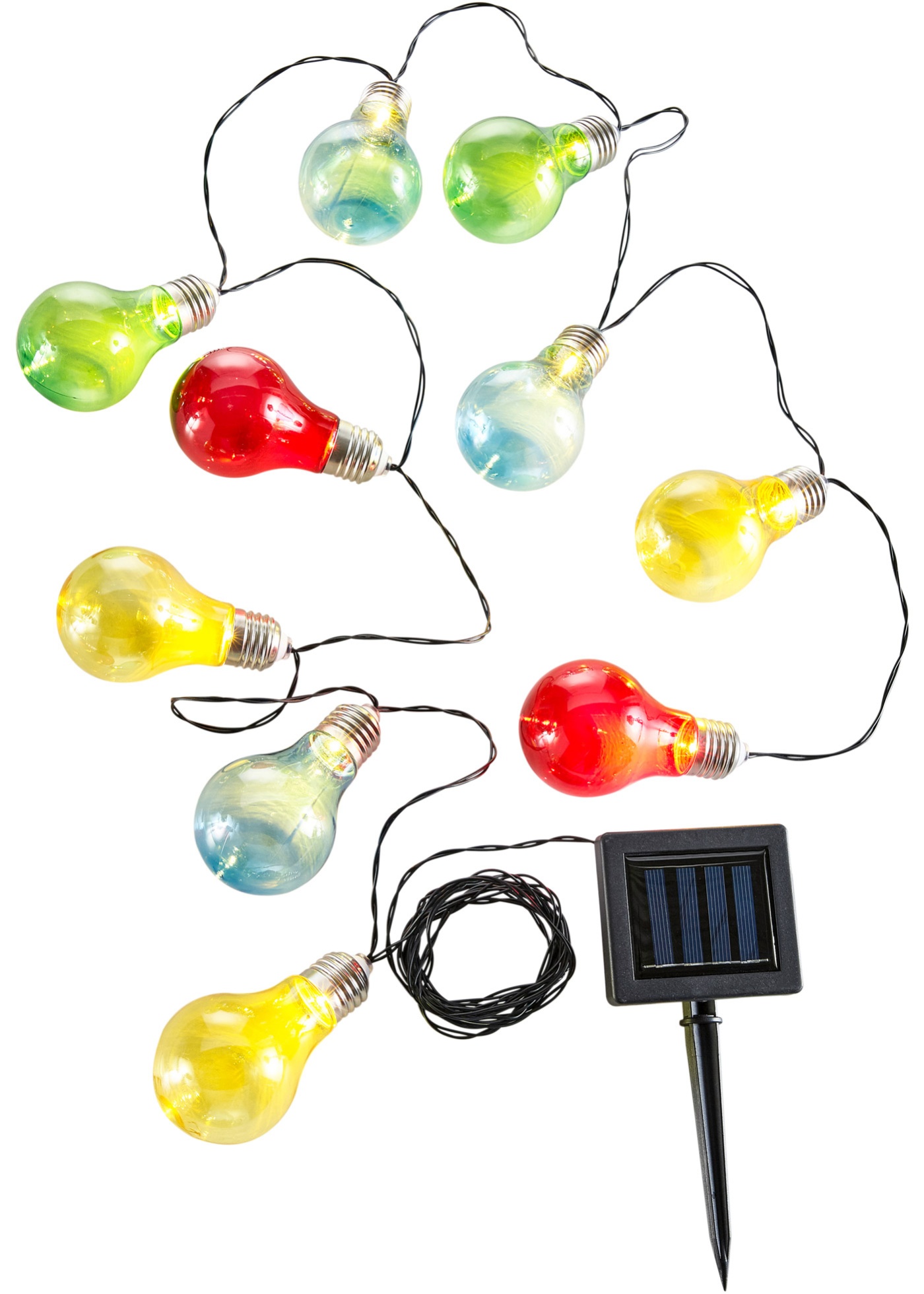 Guirlande lumineuse solaire avec ampoules LED multicolores