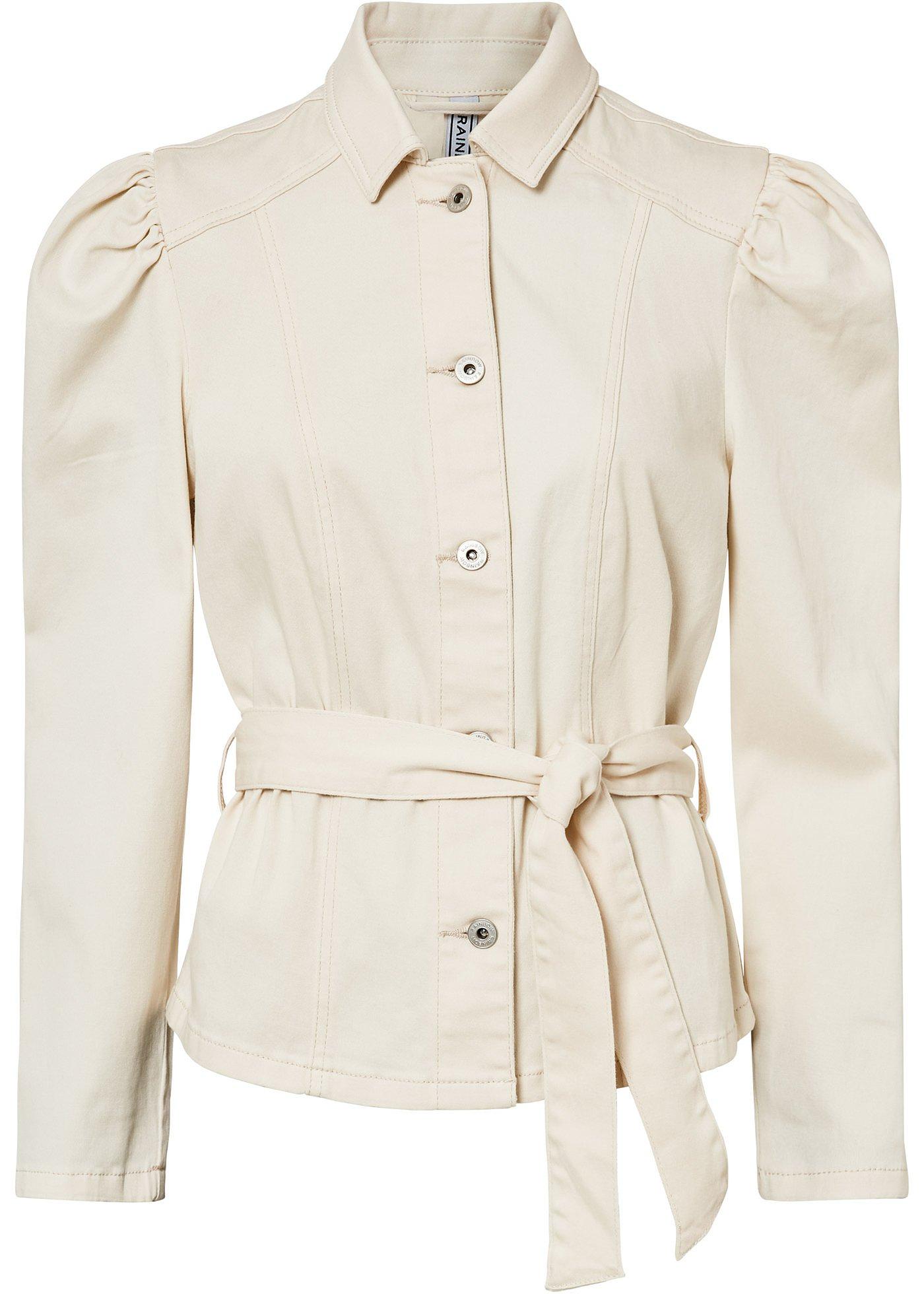 Veste en jean à manches bouffantes avec ceinture