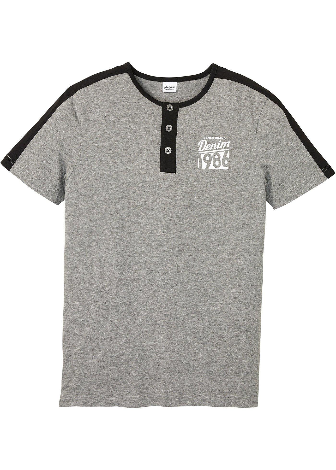 T-shirt col Henley Slim Fit, manches courtes