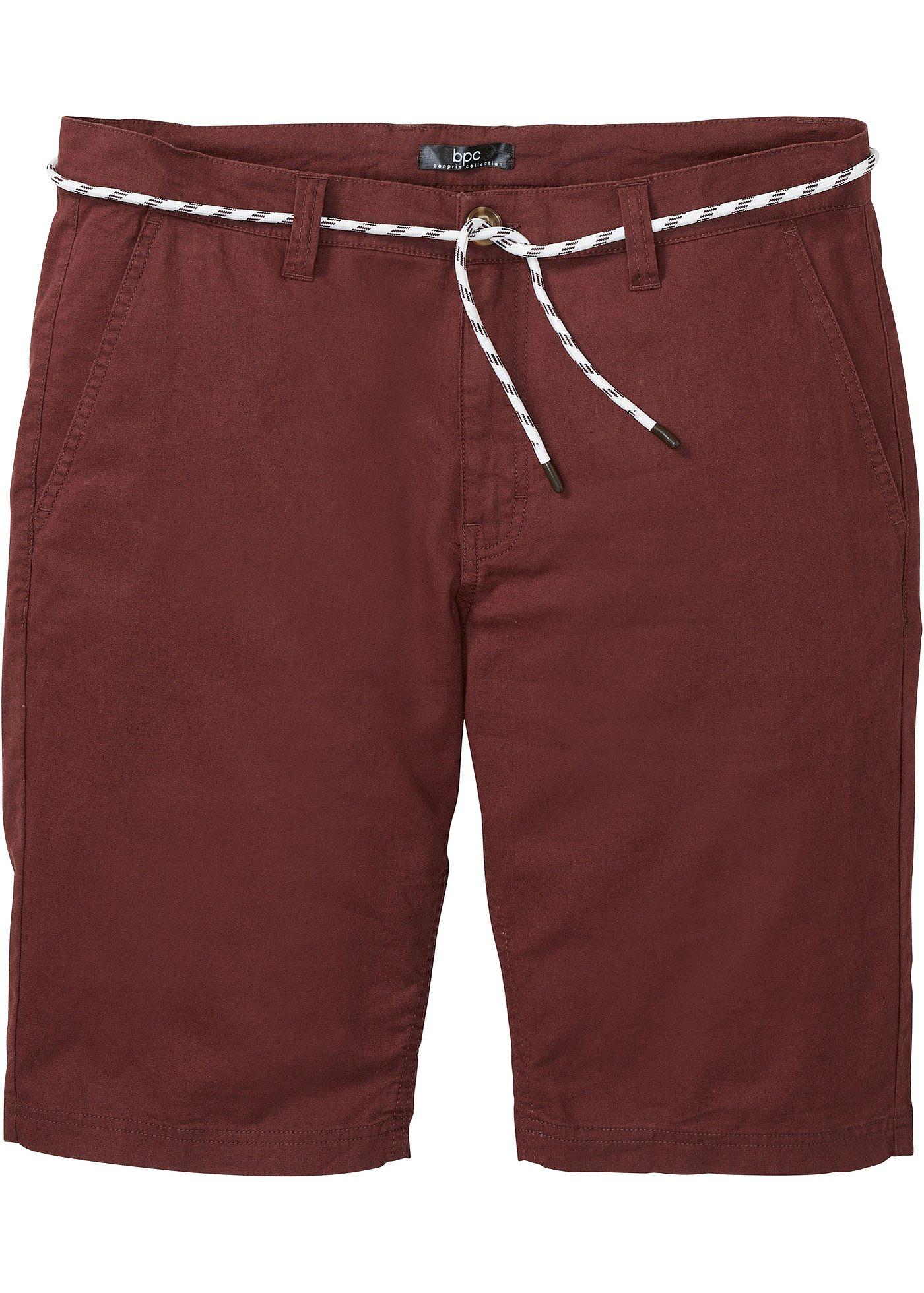 Bermuda chino avec lin majoritaire et cordon, Regular Fit