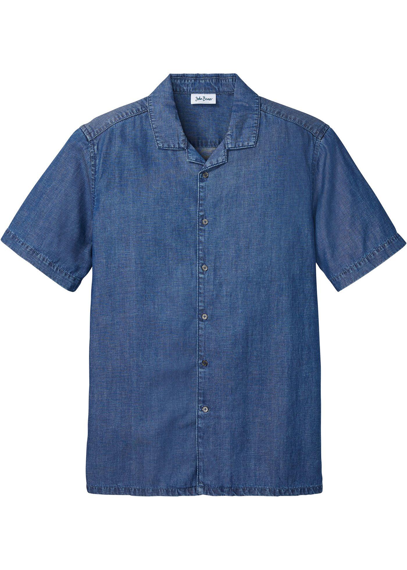 Image de Chemise en jean avec Lyocell et lin, manches courtes