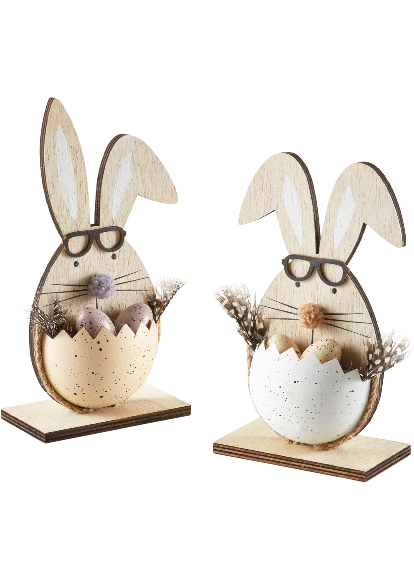Figurine déco lapin de Pâques à lunettes (Ens. 2 pces.)