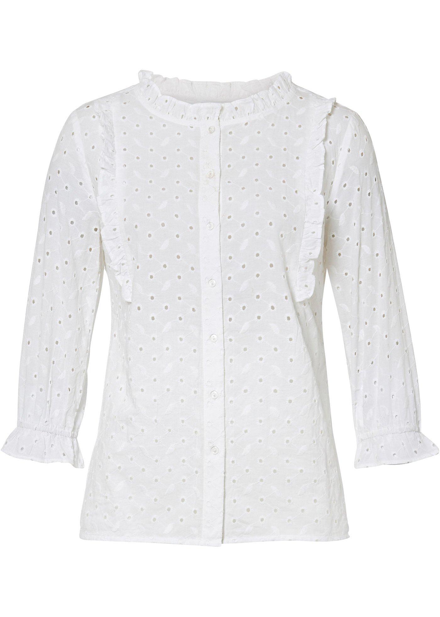 Image de Blouse à broderie ajourée avec volants