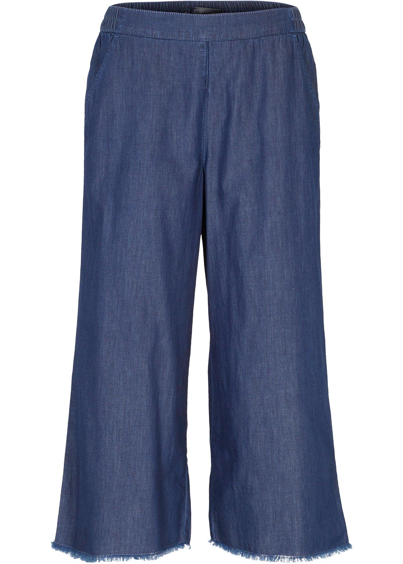 Jean ample taille extensible avec base effilochée