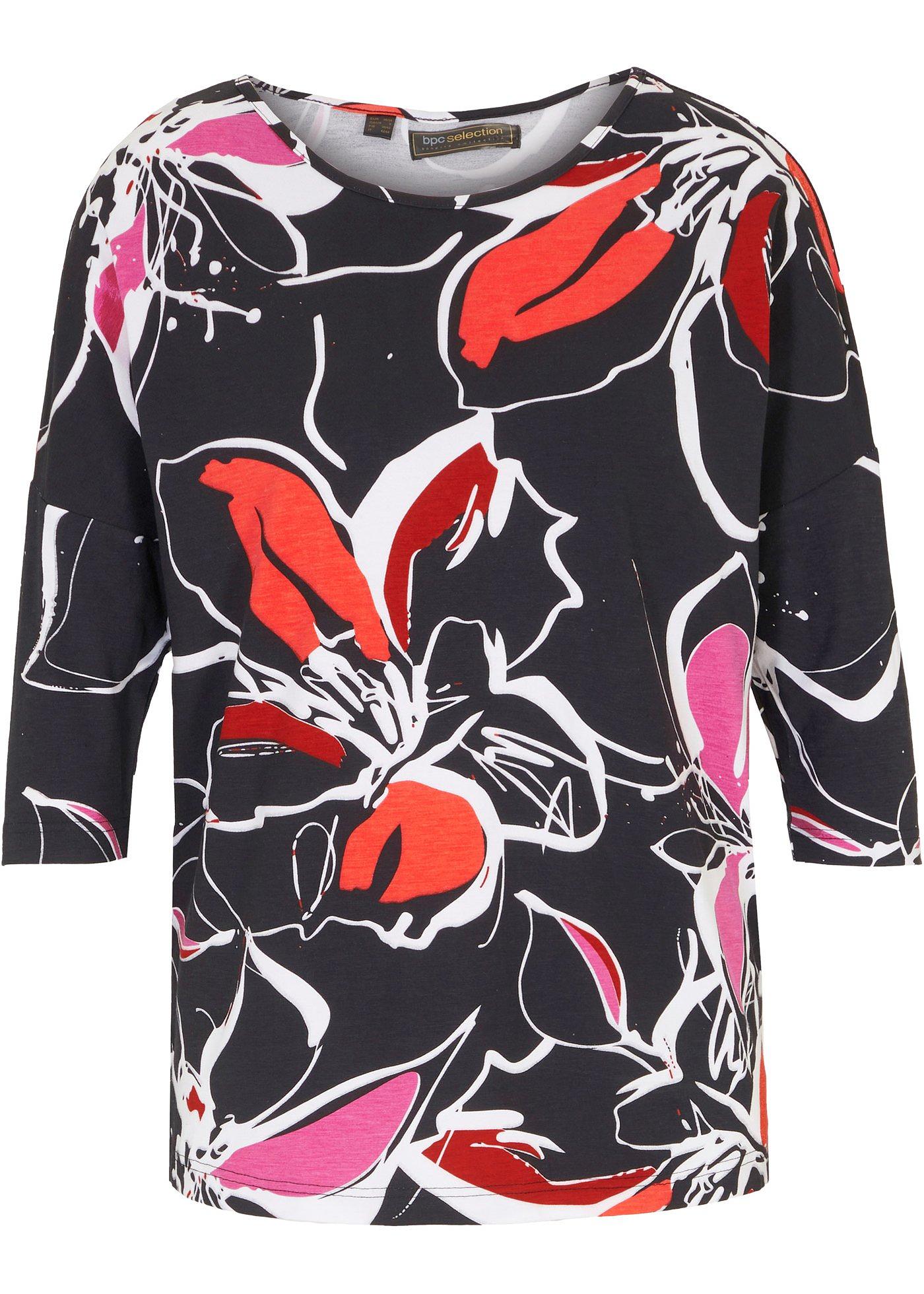 T-shirt à manches chauve-souris et imprimé floral