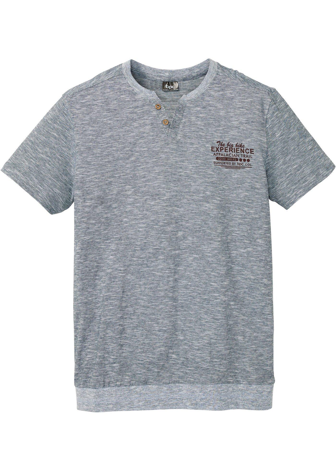 T-shirt col Henley manches courtes, confort pour le ventre