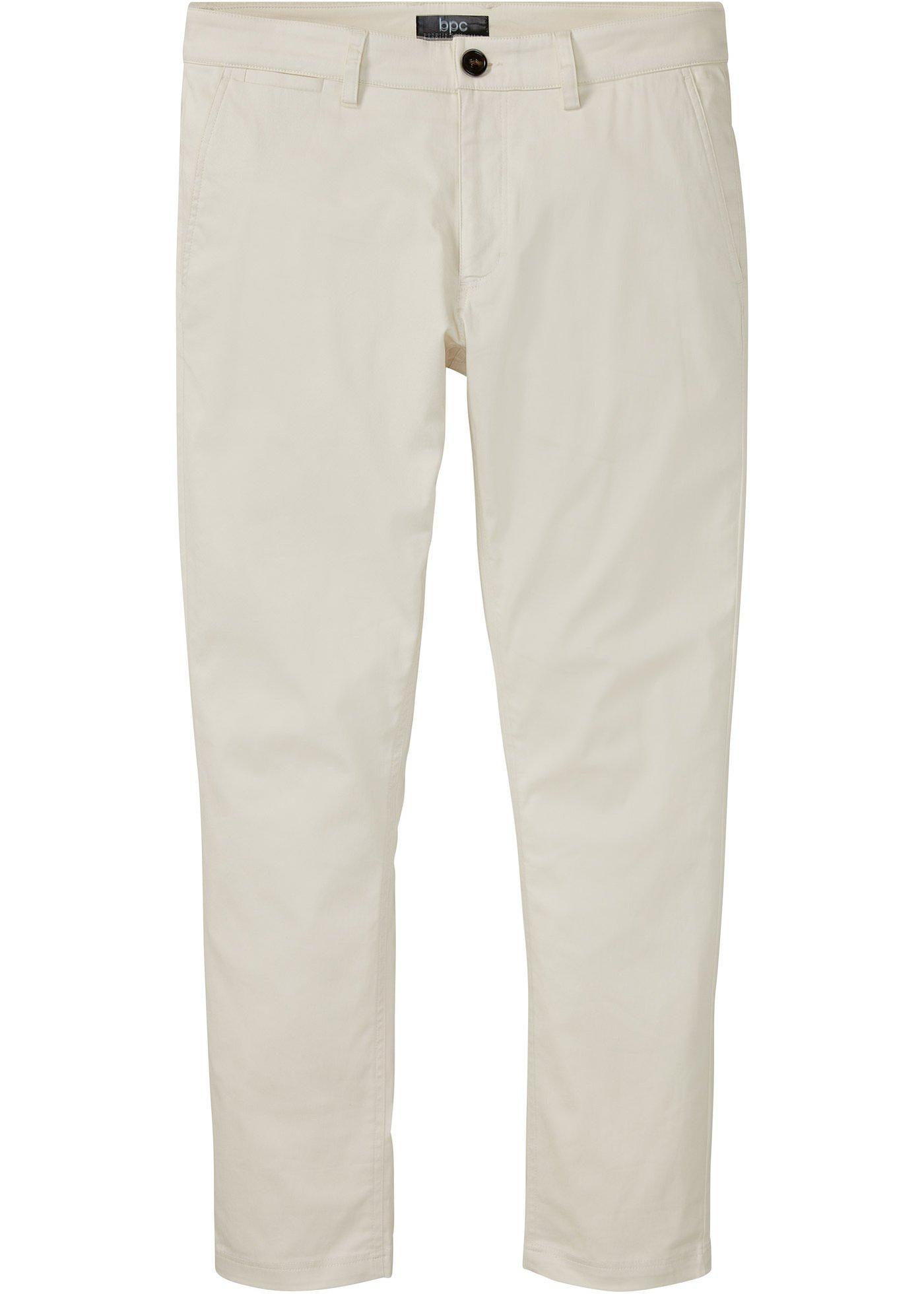 Pantalon chino extensible en satin de coton Regular Fit, Straight