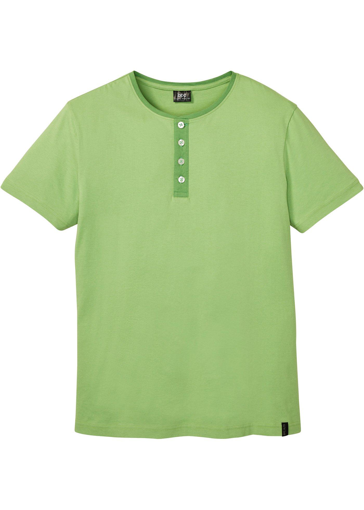 T-shirt col Henley manches courtes, confort pour le ventre