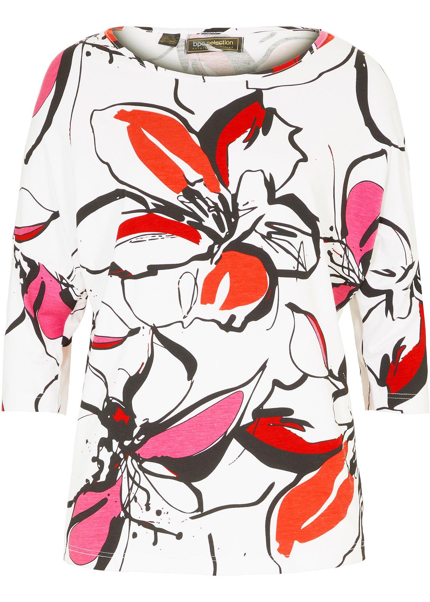 T-shirt à manches chauve-souris et imprimé floral