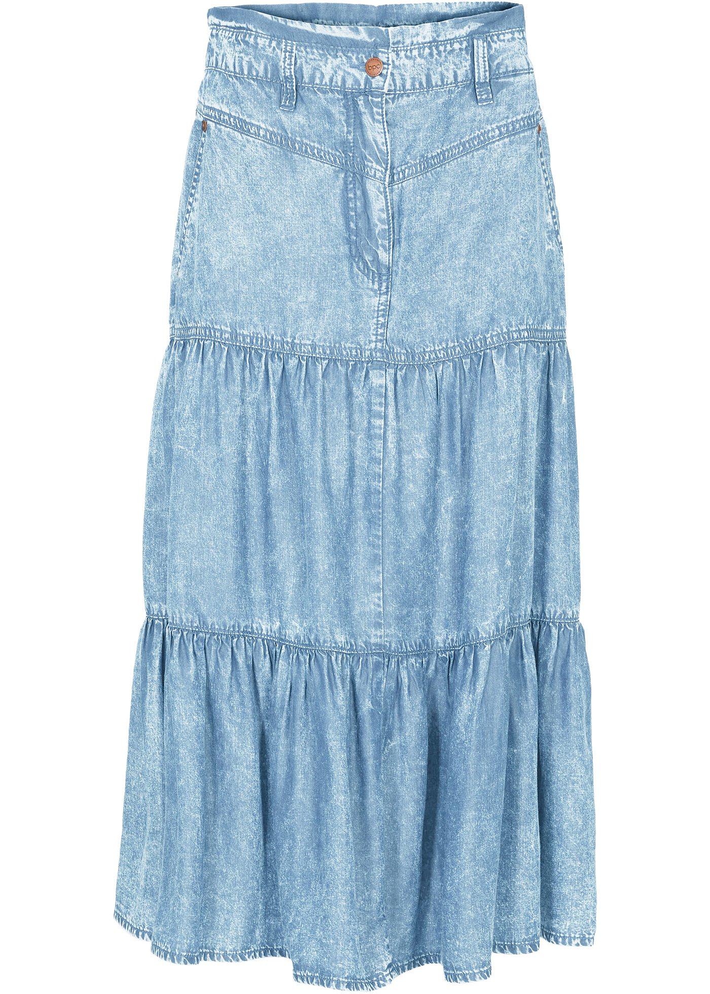 Jupe midi étagée en Lyocell