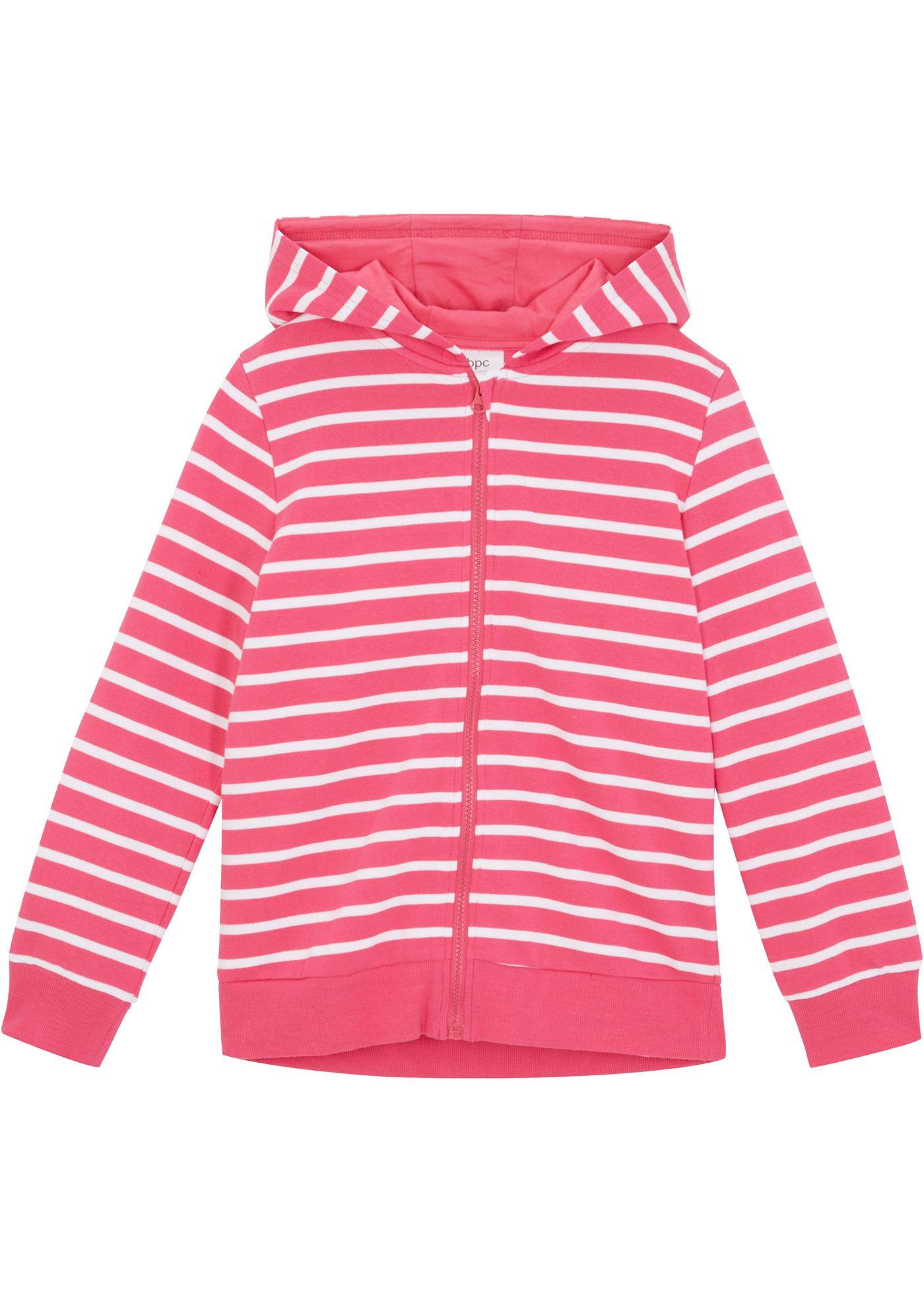 Gilet sweat à capuche fille avec rayures