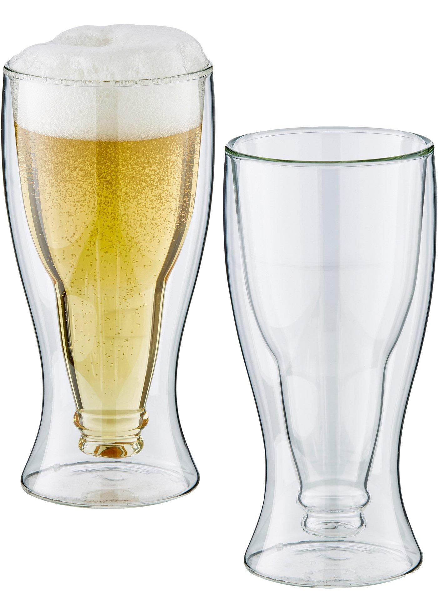 Lot de 2 verres en forme de bouteille de bière