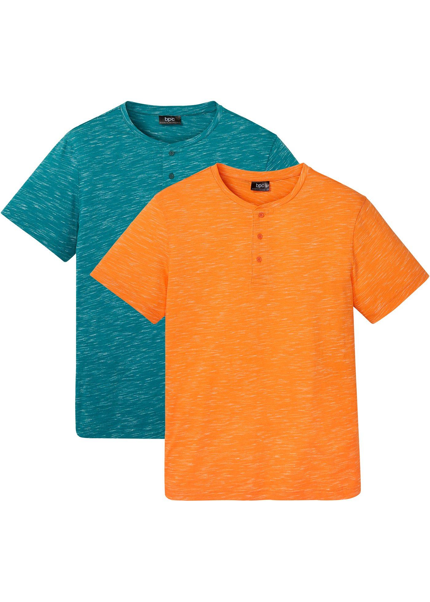 Lot de 2 T-shirts col Henley, manches courtes