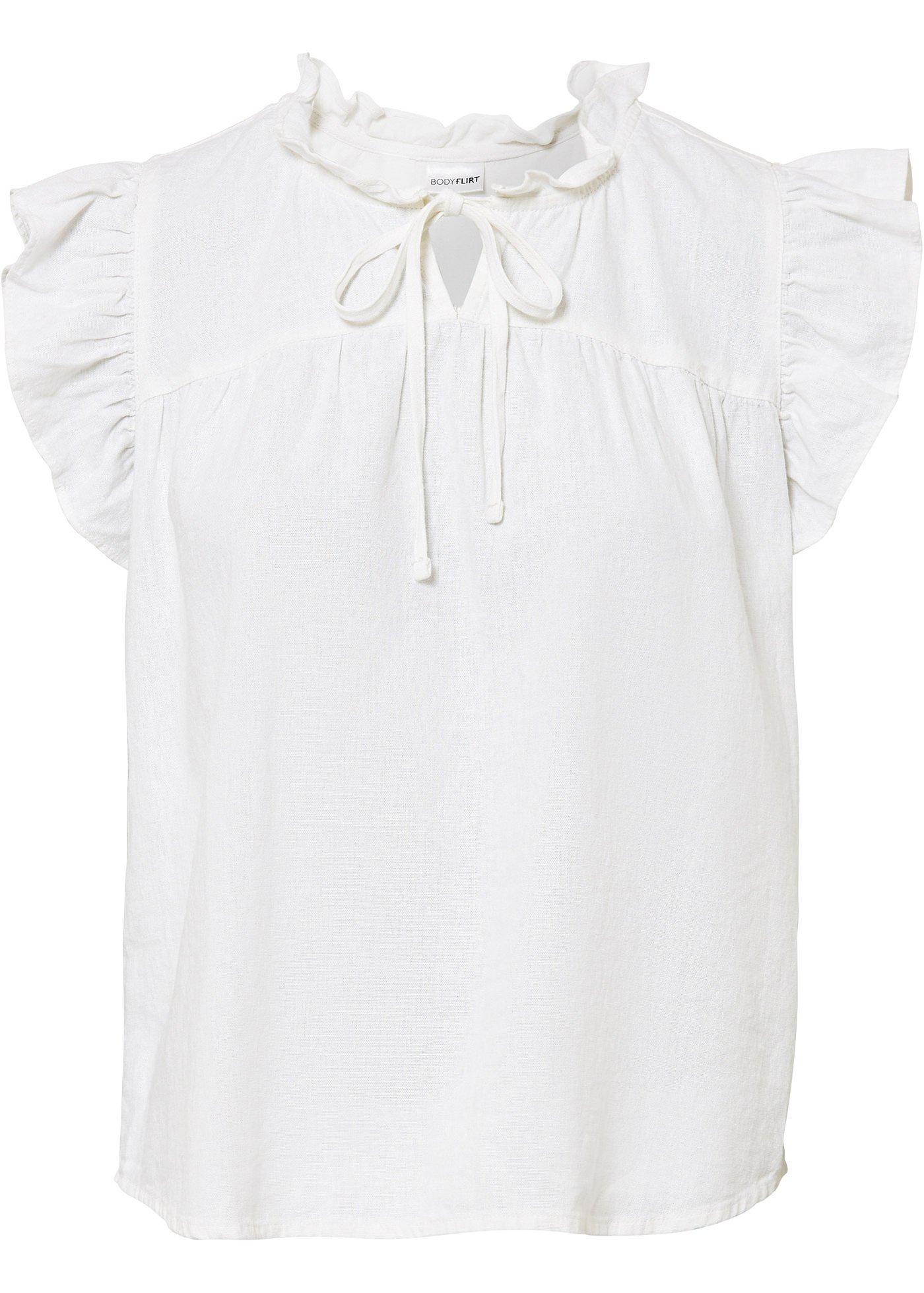 Top en lin majoritaire avec ruchés